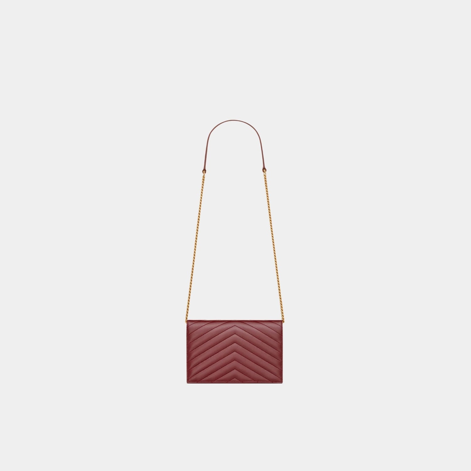Yves Saint Laurent Cassandre Envelope Chain Wallet In Lambskin, Rouge Merlot, Back