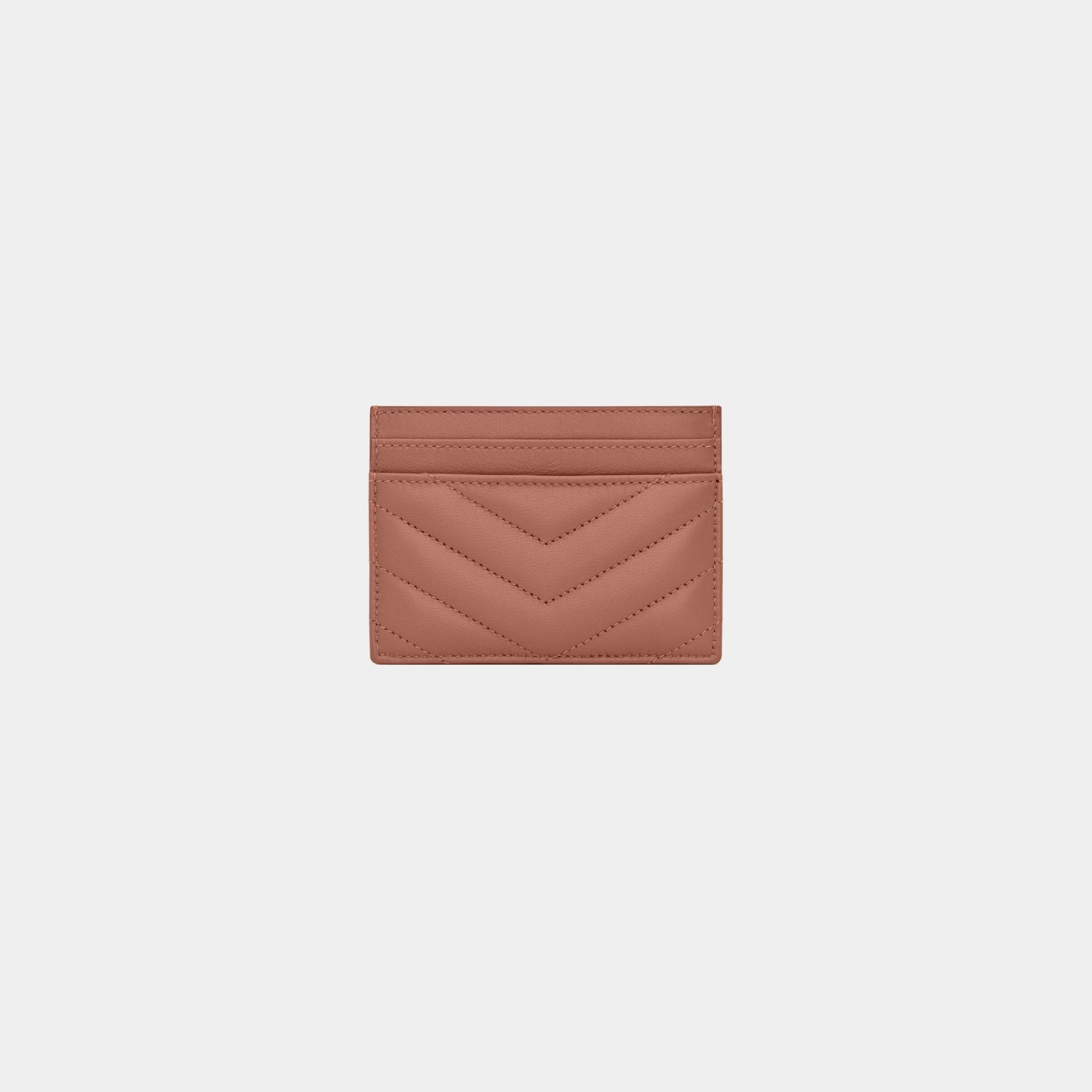 Yves Saint Laurent Cassandre Matelasse Card Case In Lambskin, Barely Pink, Back