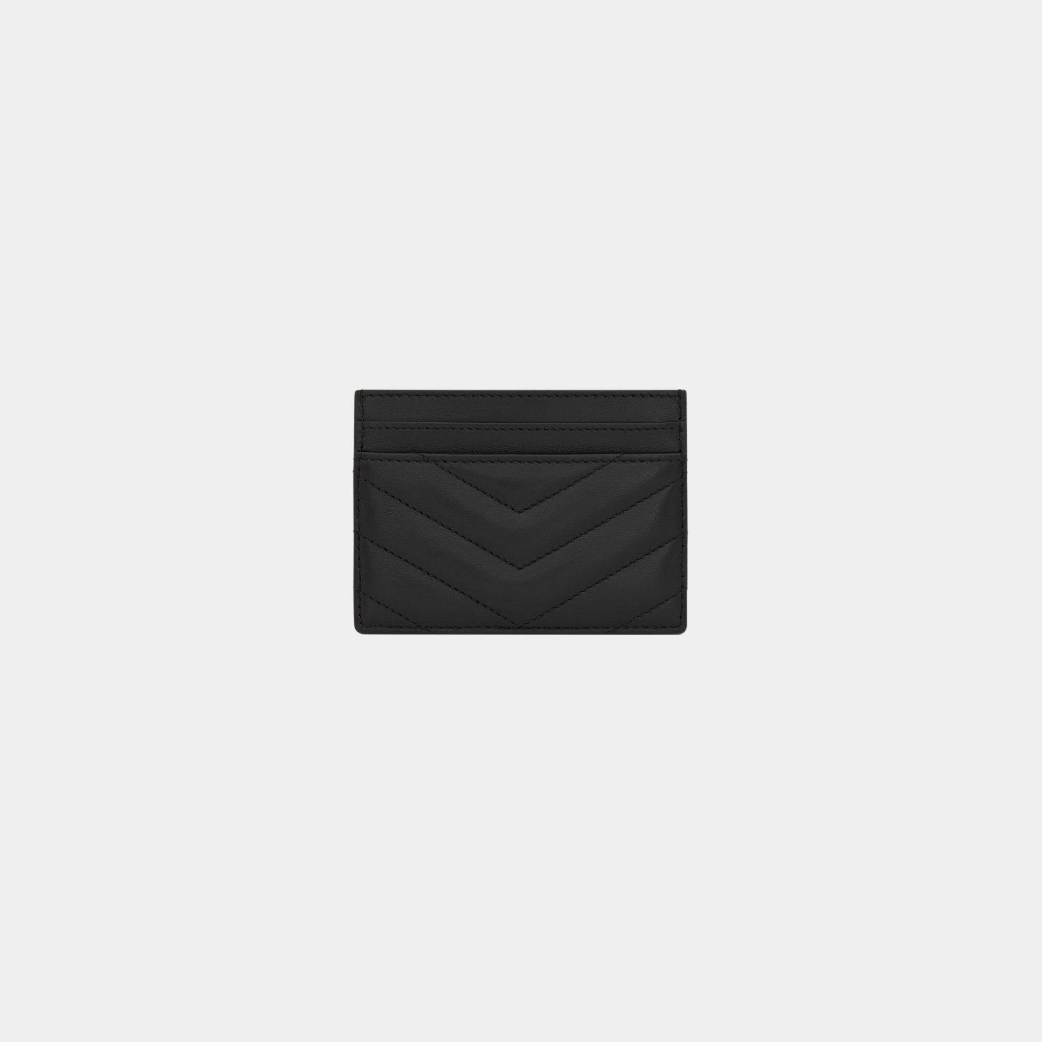 Yves Saint Laurent Cassandre Matelasse Card Case In Lambskin, Black, Back
