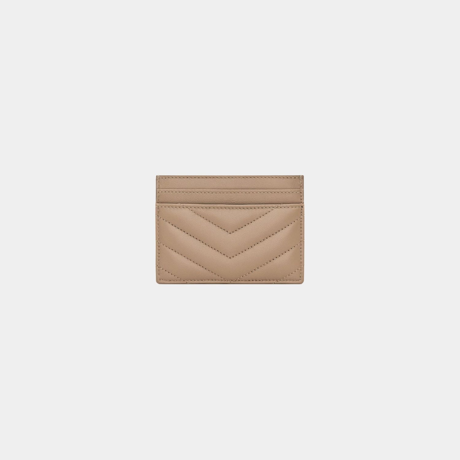 Yves Saint Laurent Cassandre Matelasse Card Case In Lambskin, Dusty Grey, Back