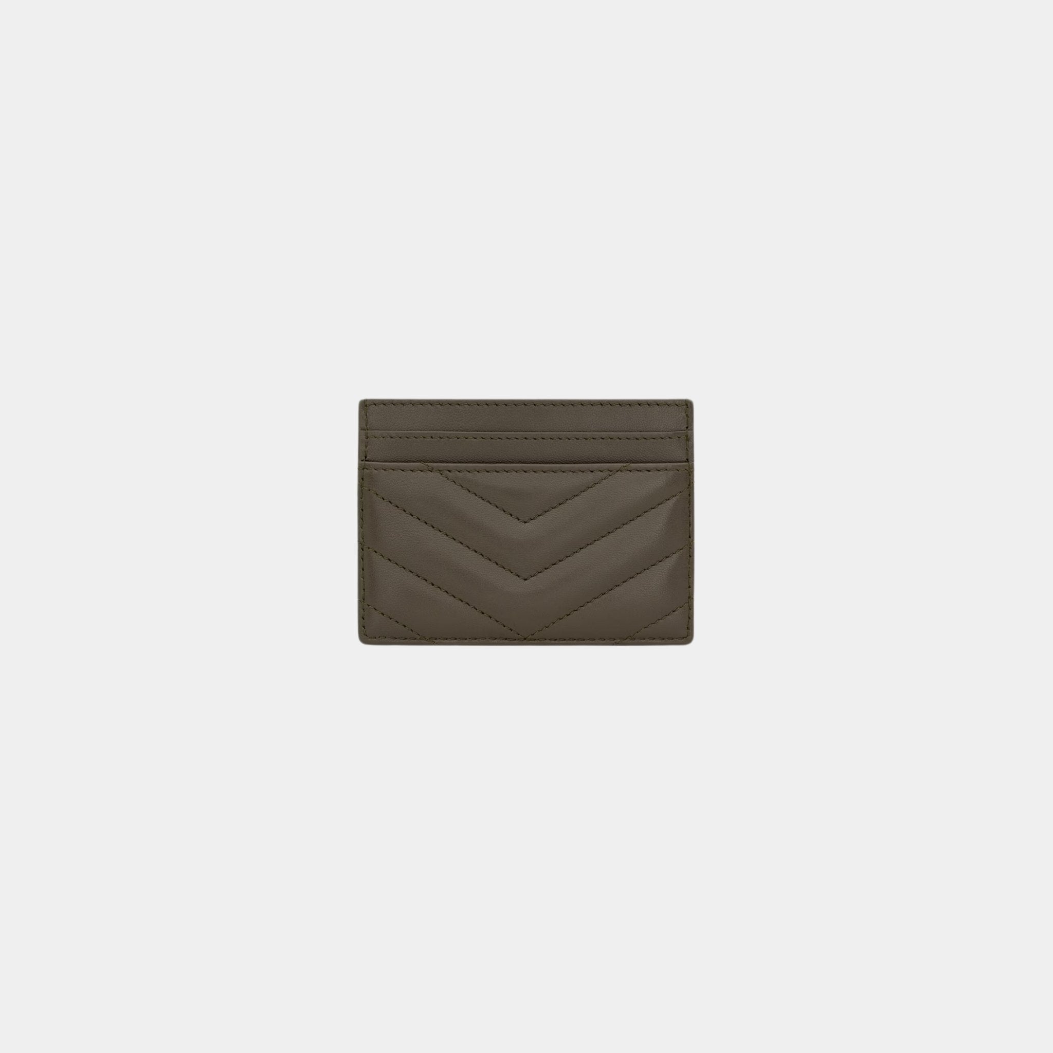 Yves Saint Laurent Cassandre Matelasse Card Case In Lambskin, Light Musk, Back