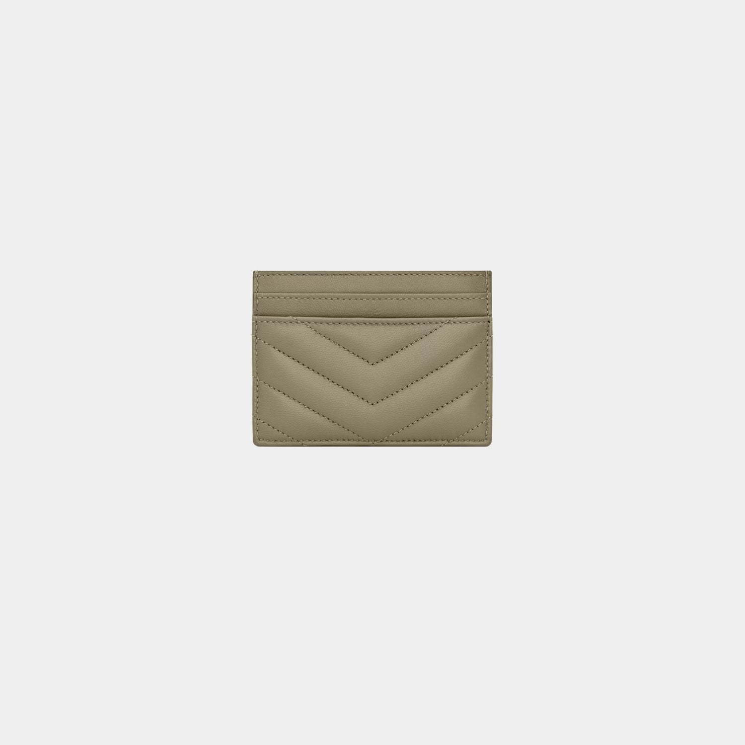 Yves Saint Laurent Cassandre Matelasse Card Case In Lambskin, Strong Moss, Back