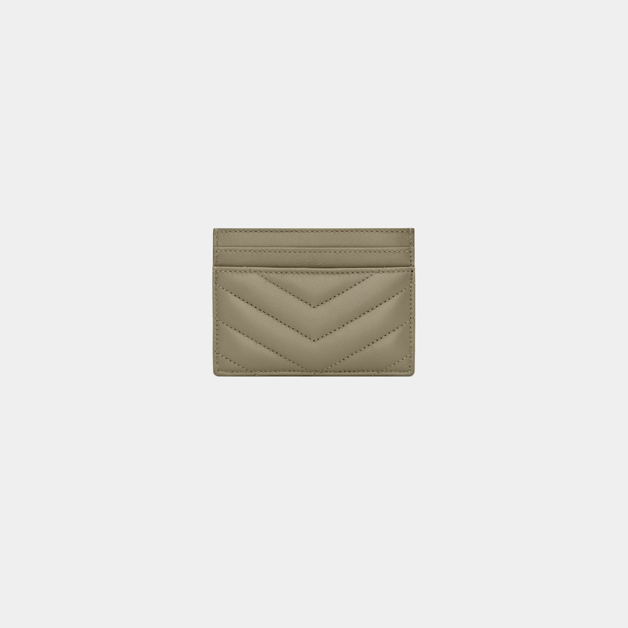 Yves Saint Laurent Cassandre Matelasse Card Case In Lambskin, Strong Moss, Back