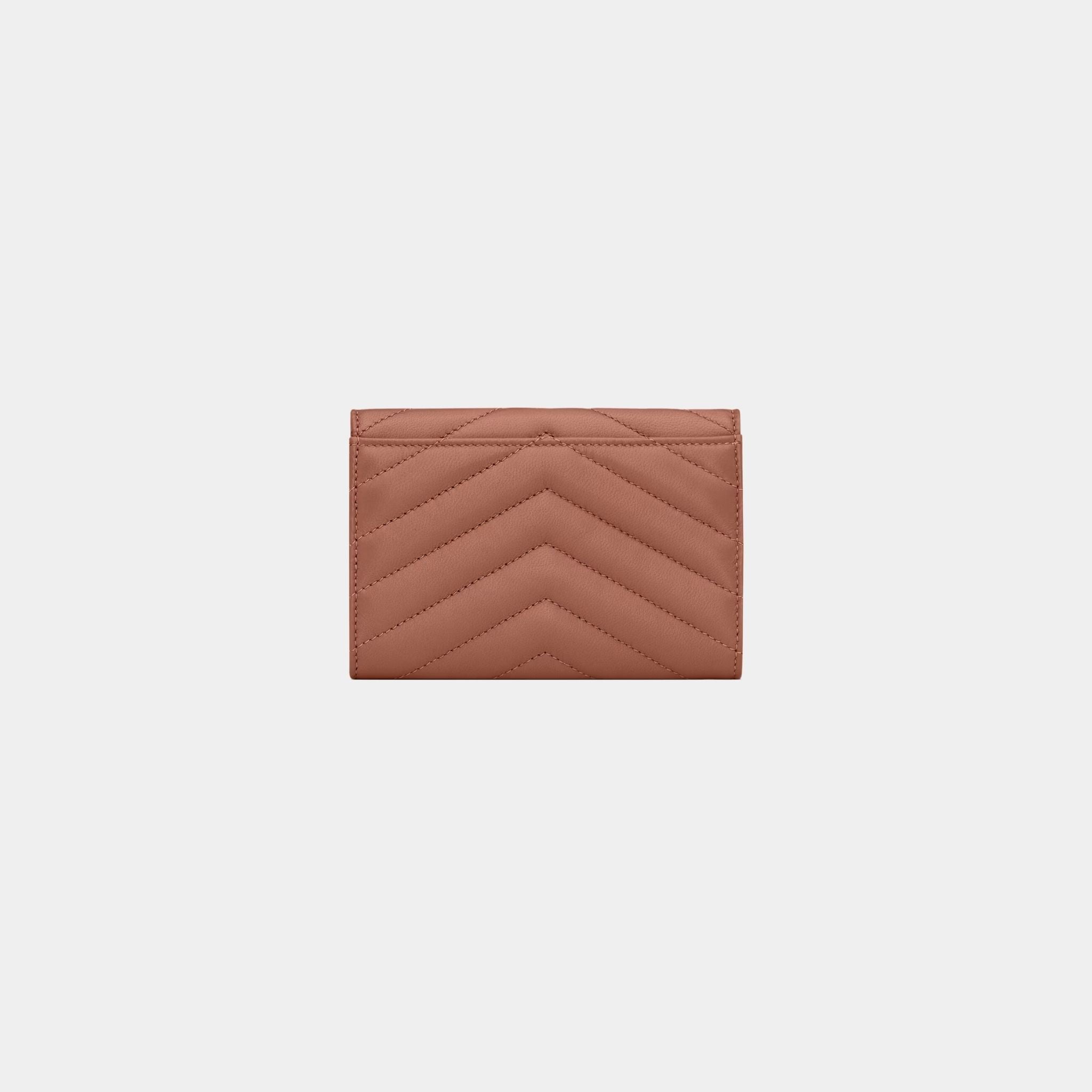 Yves Saint Laurent Cassandre Matelasse Small Envelope Wallet Lambskin, Barely Pink, Back