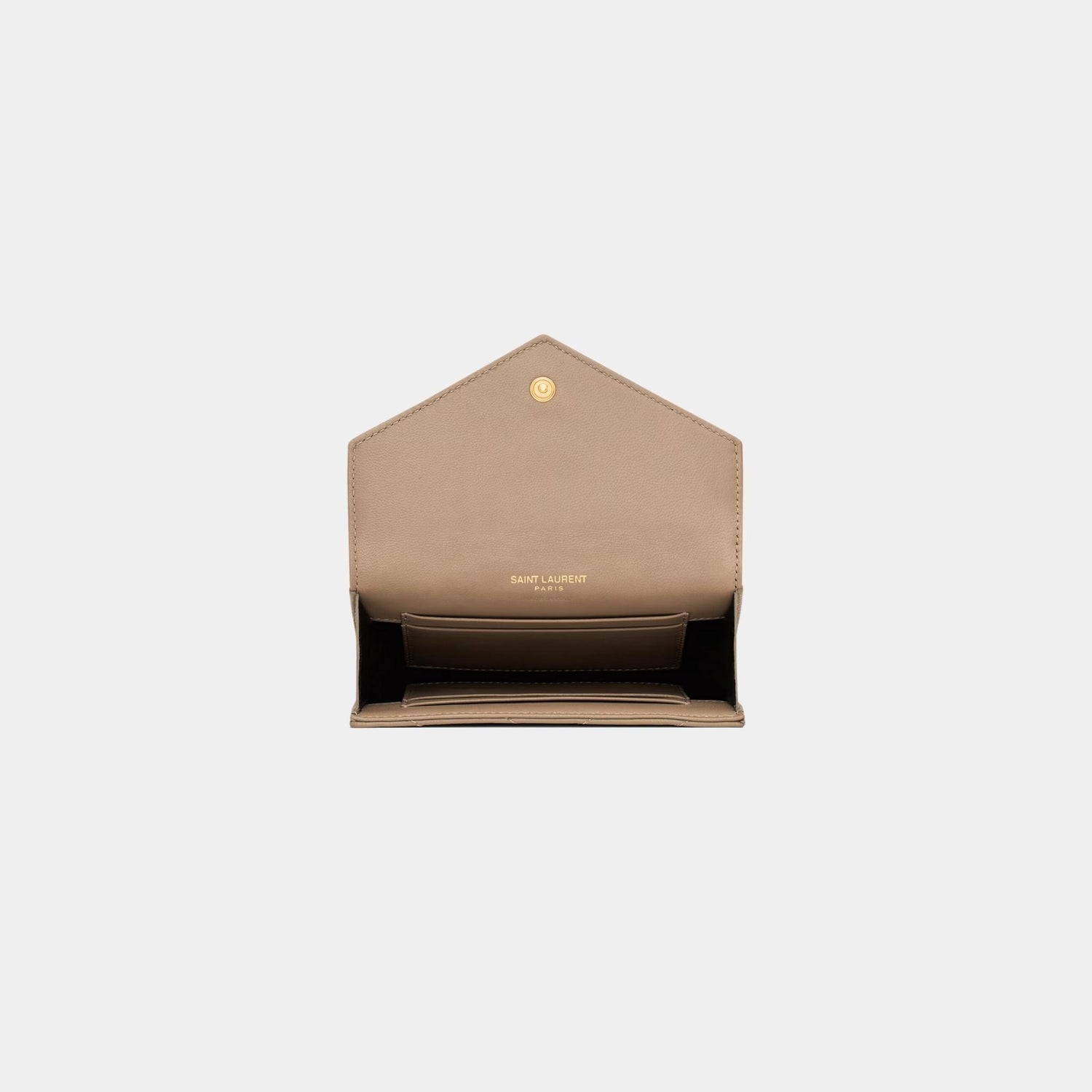 Yves Saint Laurent Cassandre Matelasse Small Envelope Wallet Lambskin, Dusty Grey, Top
