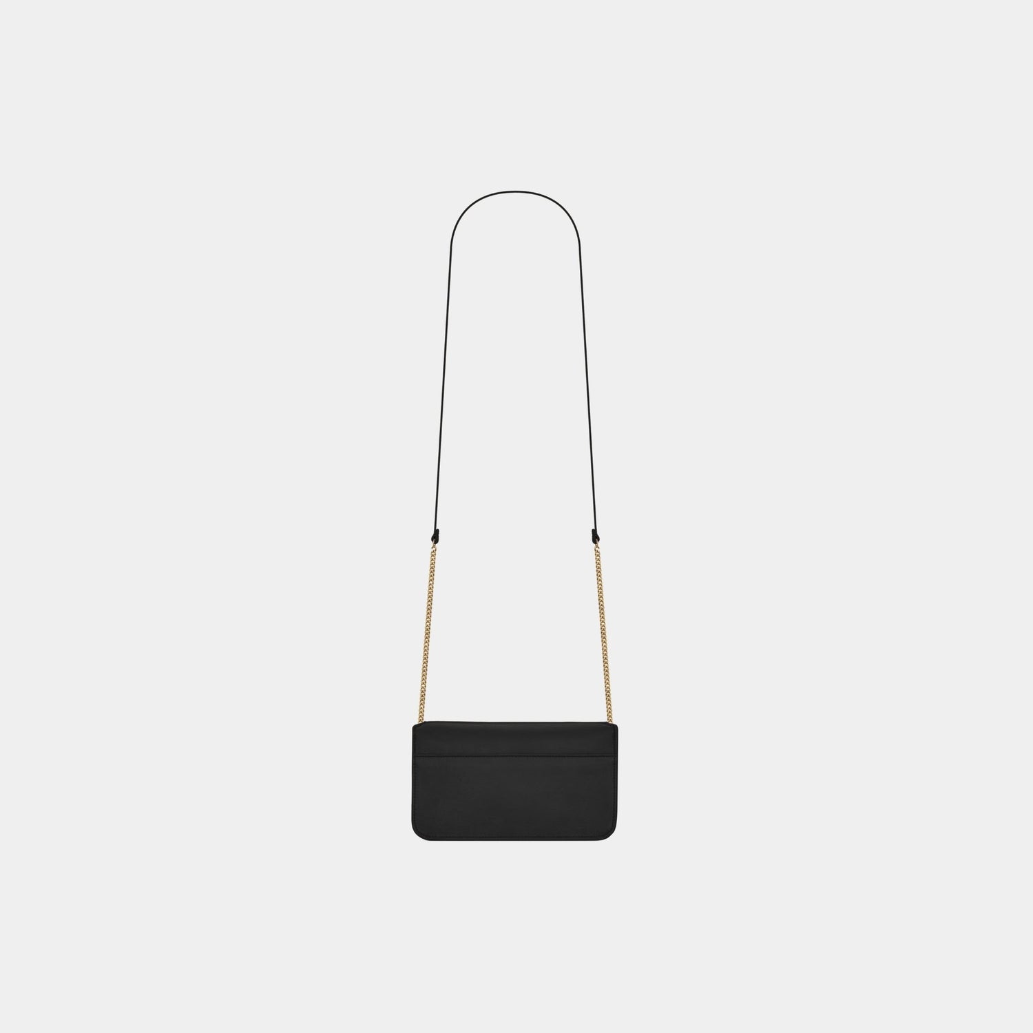 Yves Saint Laurent Cassandre Phone Holder Smooth Leather With Strap, Black, Back