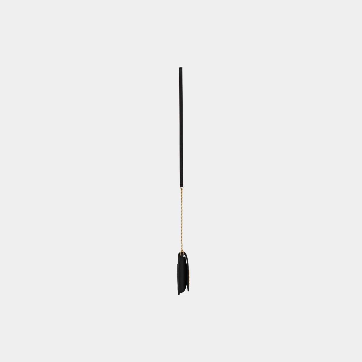 Yves Saint Laurent Cassandre Phone Holder Smooth Leather With Strap, Black, Side
