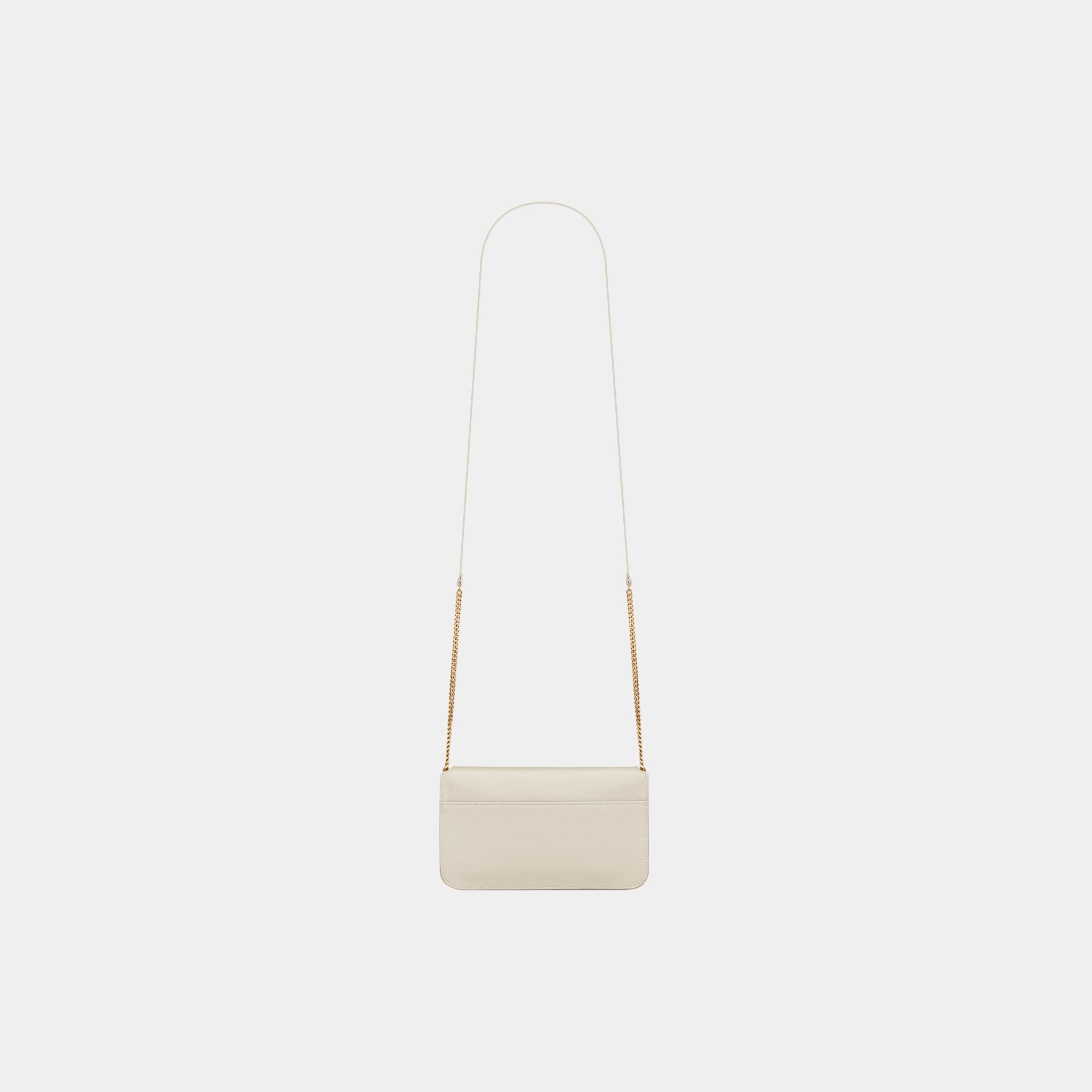 Yves Saint Laurent Cassandre Phone Holder Smooth Leather With Strap, Blanc Vintage, Back