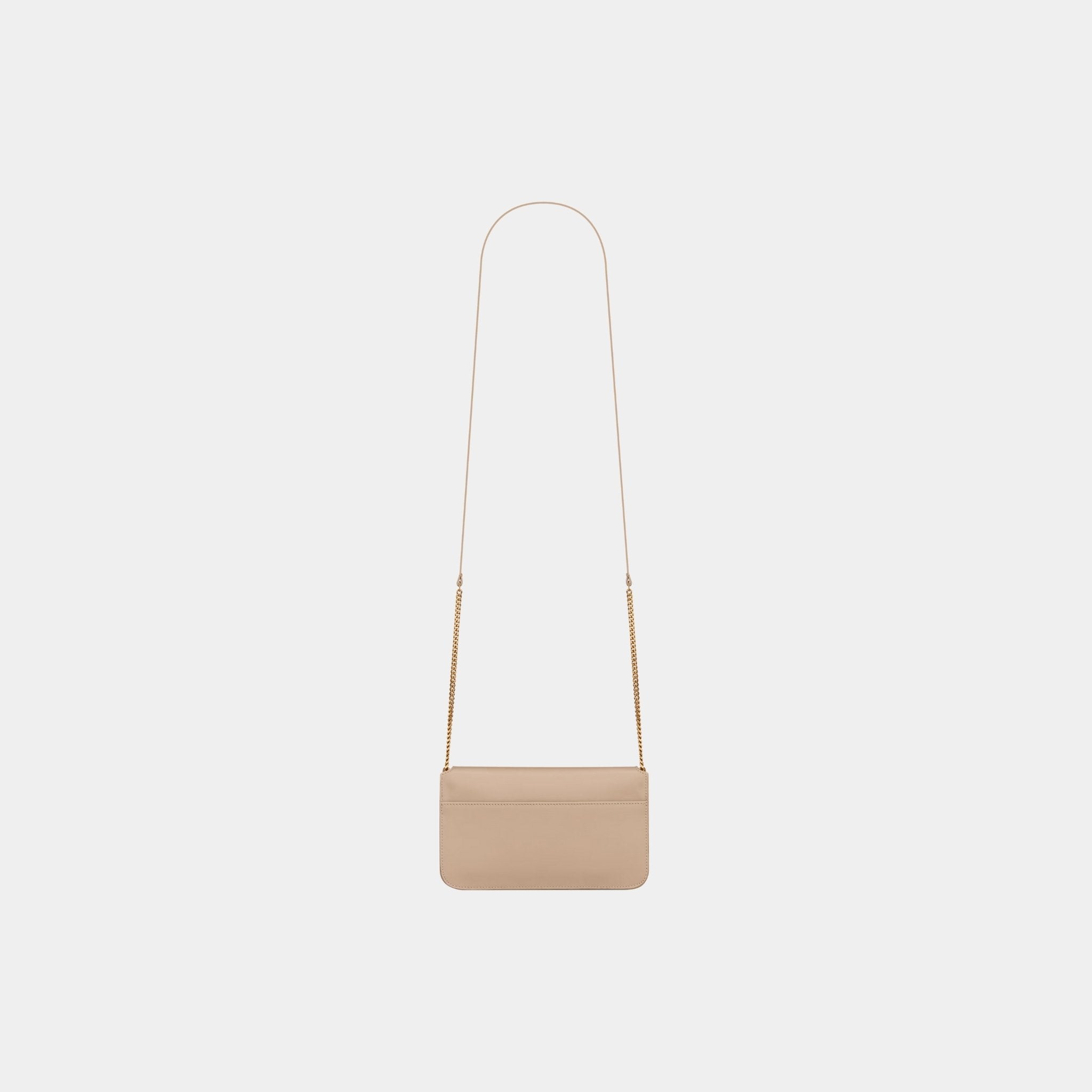 Yves Saint Laurent Cassandre Phone Holder Smooth Leather With Strap, Dark Beige, Back