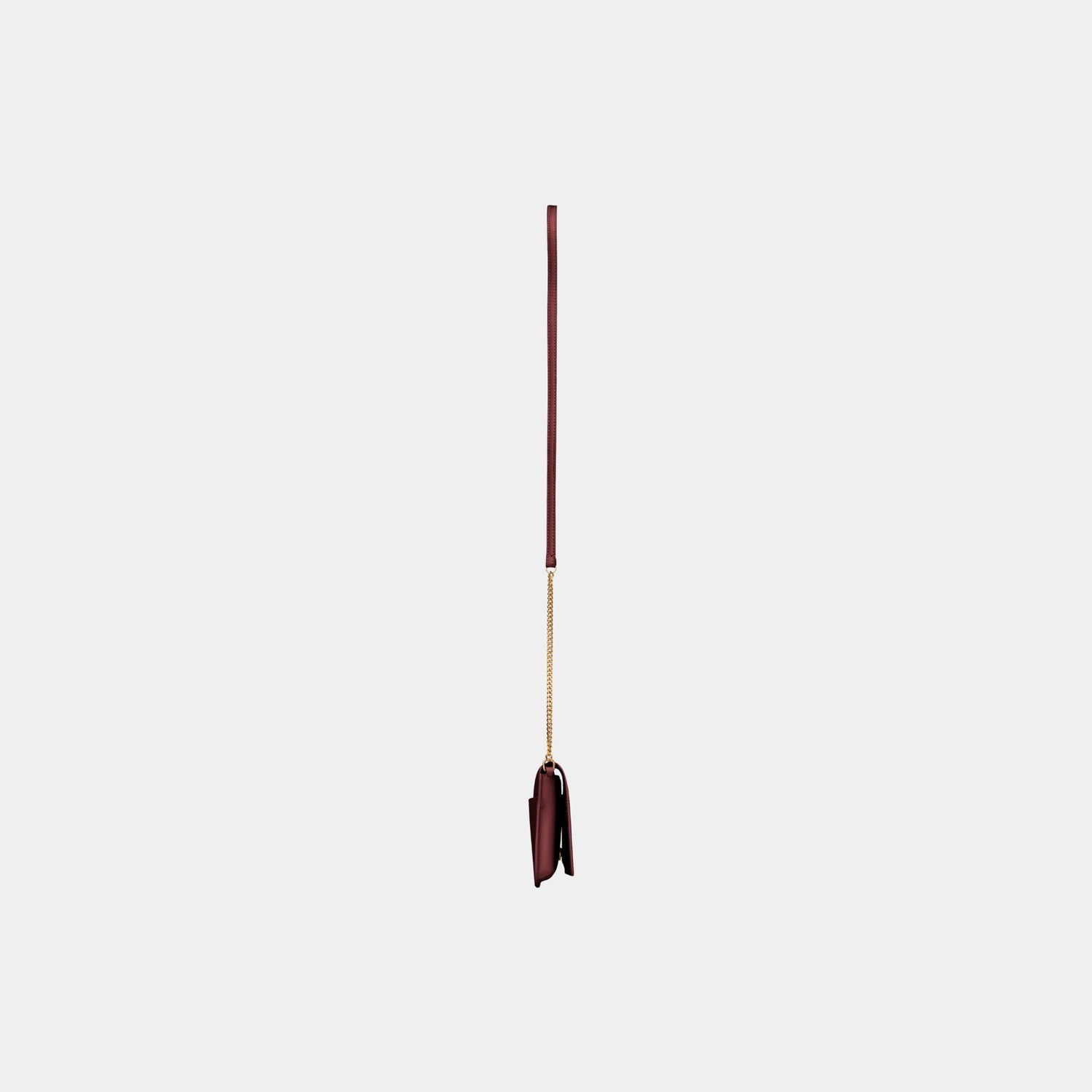 Yves Saint Laurent Cassandre Phone Holder Smooth Leather With Strap, Rouge Merlot, Side