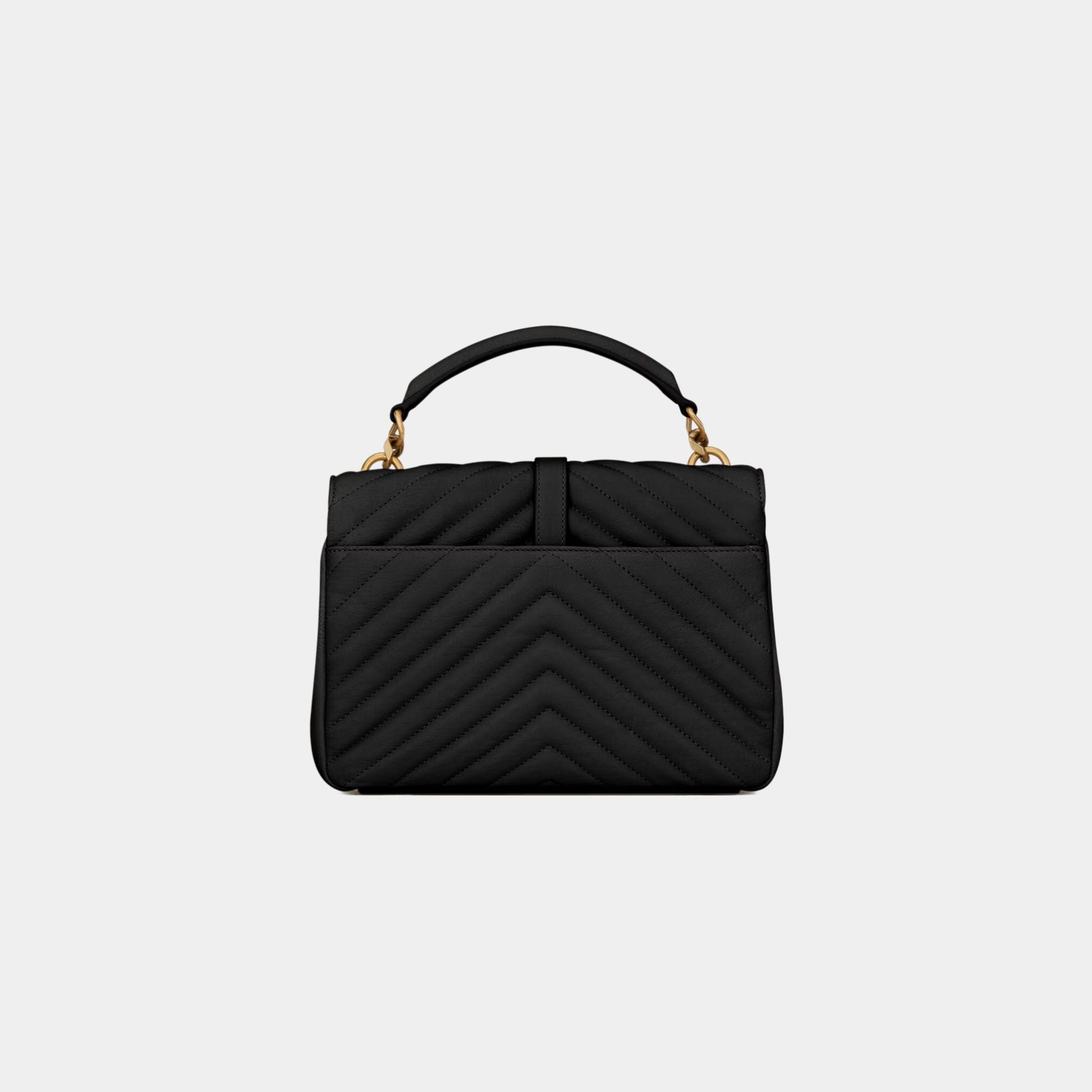 Yves Saint Laurent College Medium In Quilted Leather Bronze Hardware, Black, Back