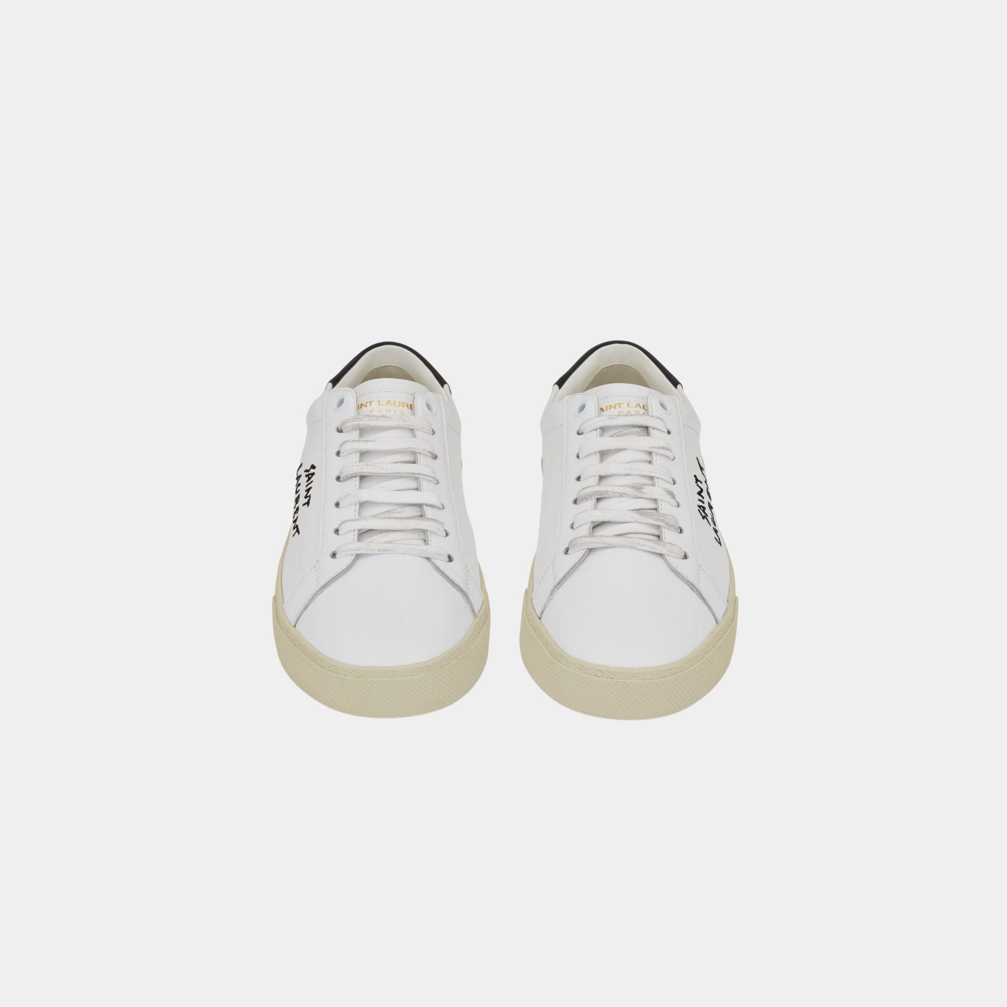 Yves Saint Laurent Court Classic SL/06 Embroidered Leather Sneakers, Optic White, Front