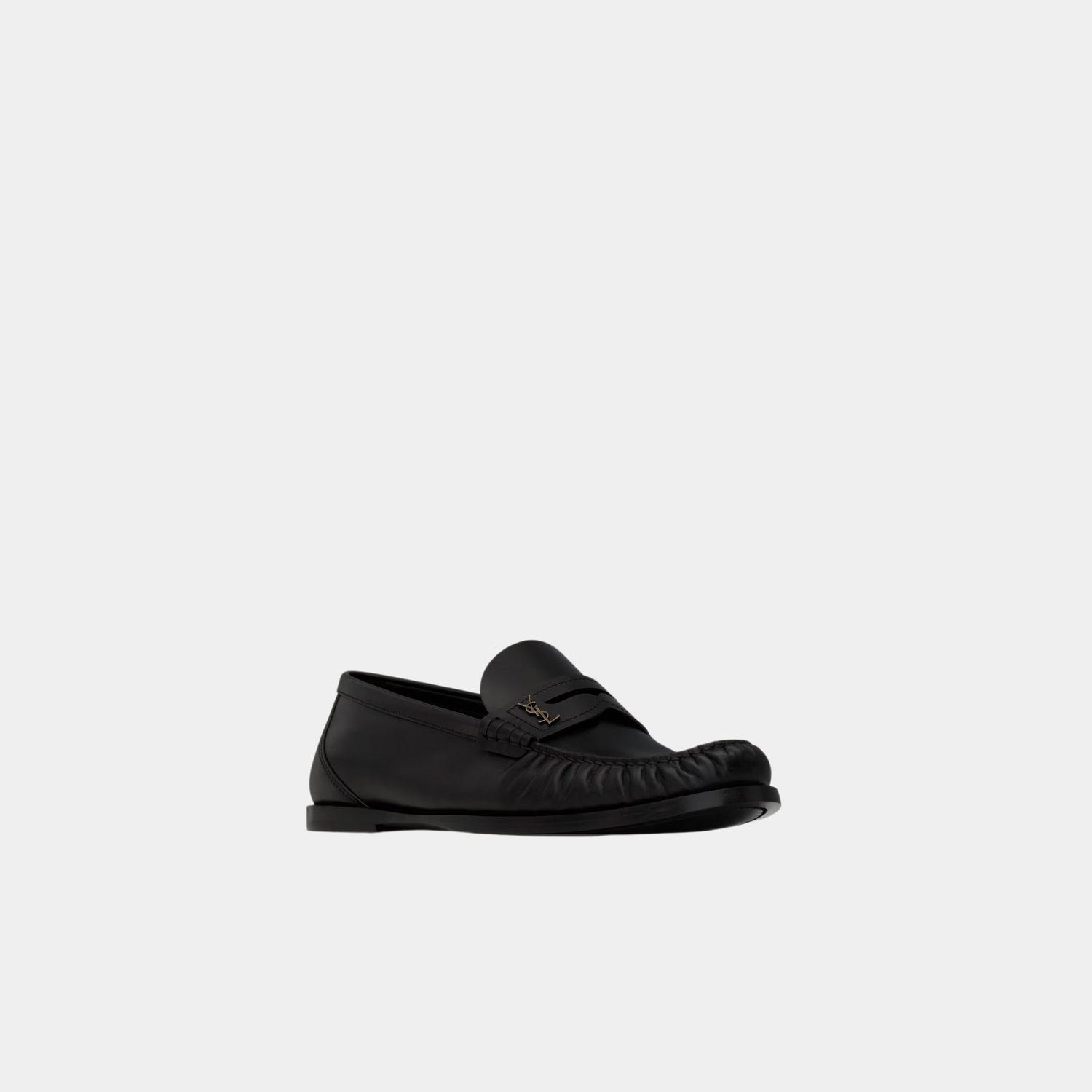 Yves Saint Laurent Loafers In Smooth Calfskin Leather, Black, Front