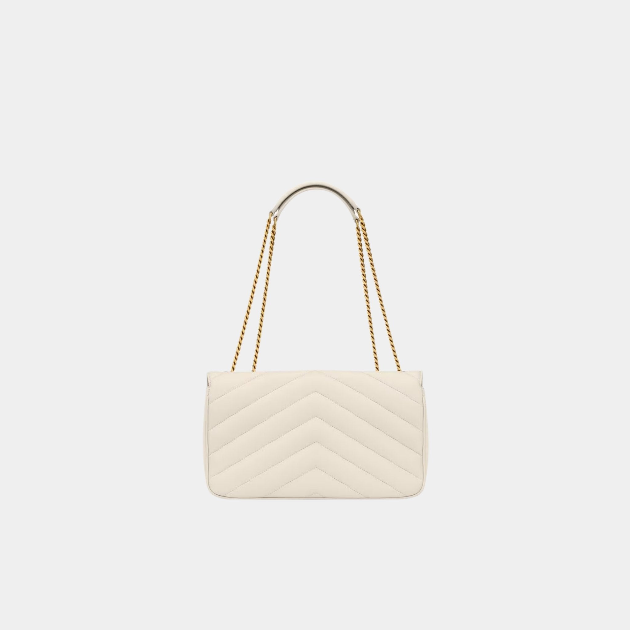 Yves Saint Laurent Loulou Medium In Matelasse Lambskin, Blanc Vintage, Back