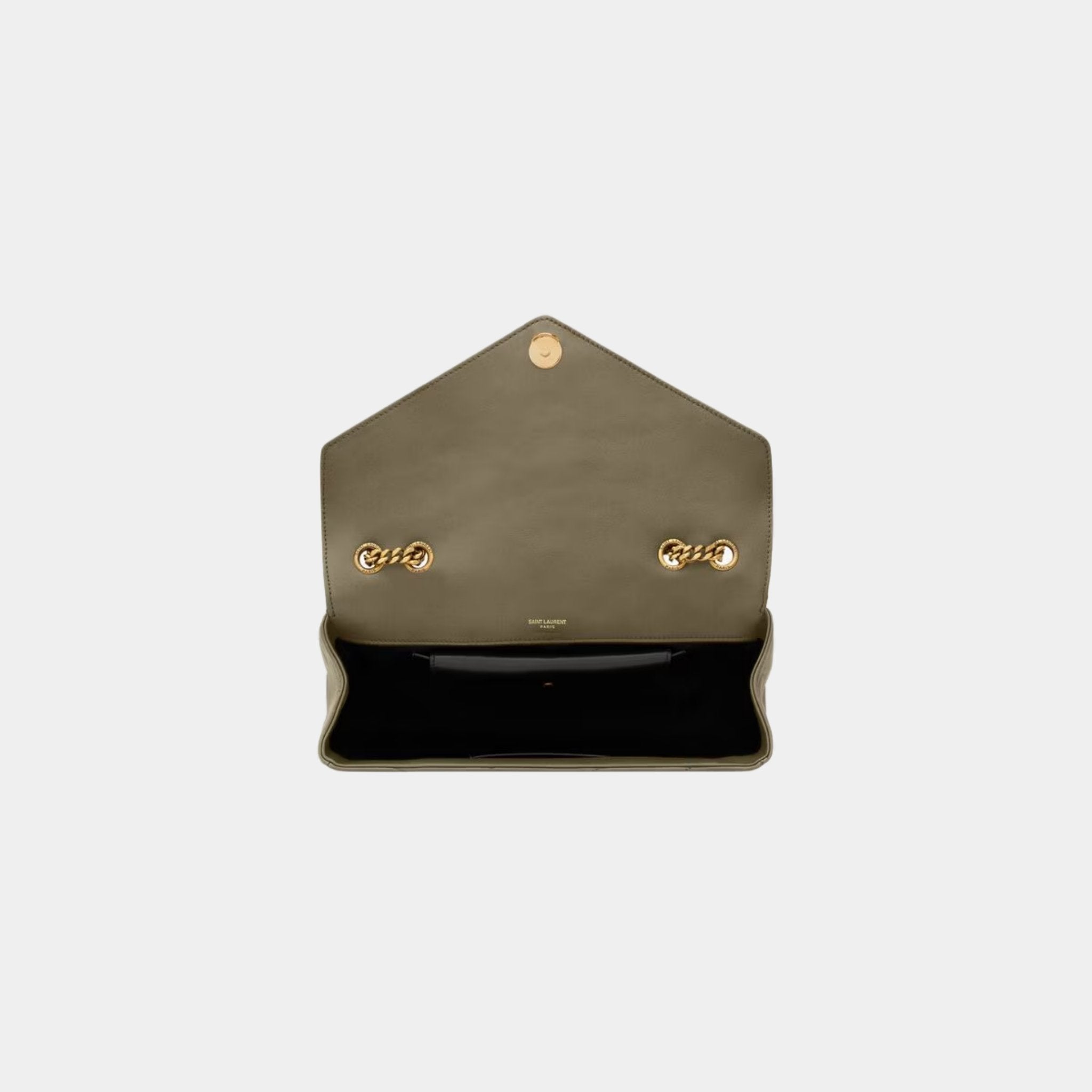 Yves Saint Laurent Loulou Medium In Matelasse Lambskin, Dark Strong Moss, Top