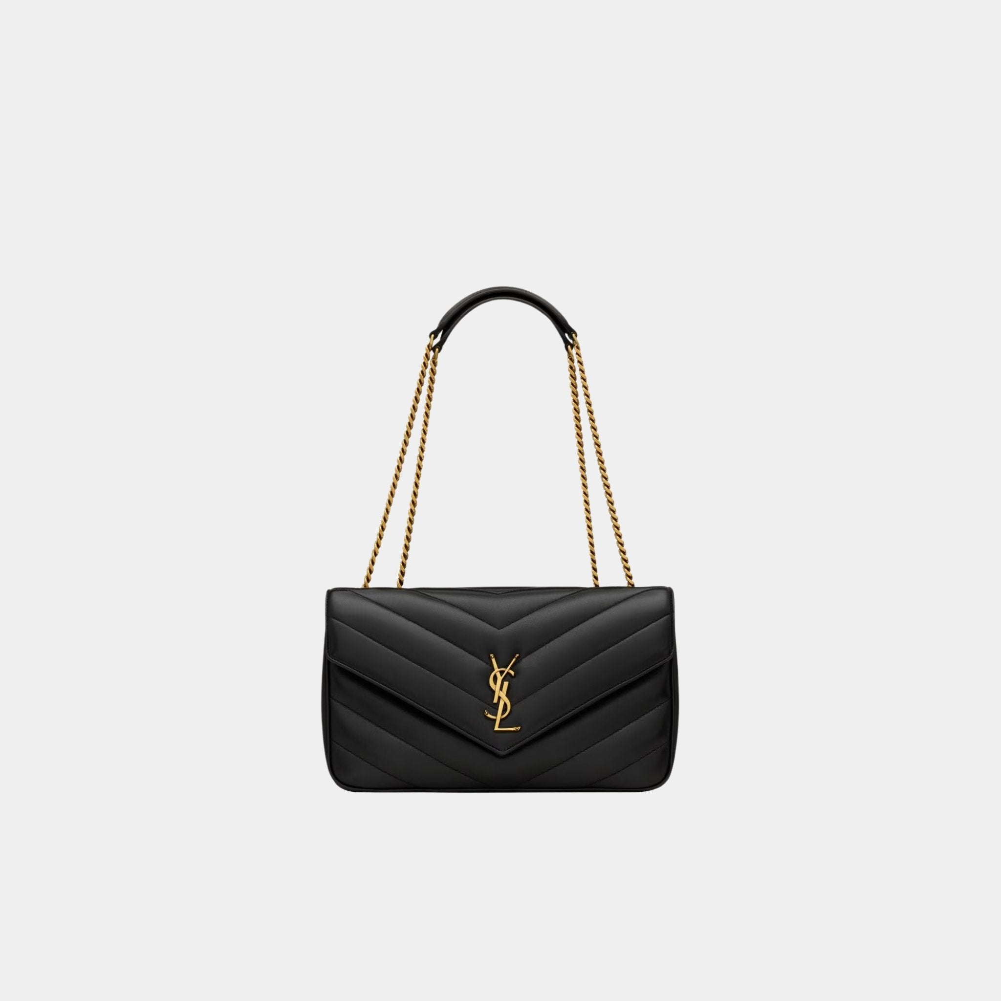 Yves Saint Laurent Loulou Medium In Matelasse Lambskin, Noir, Front