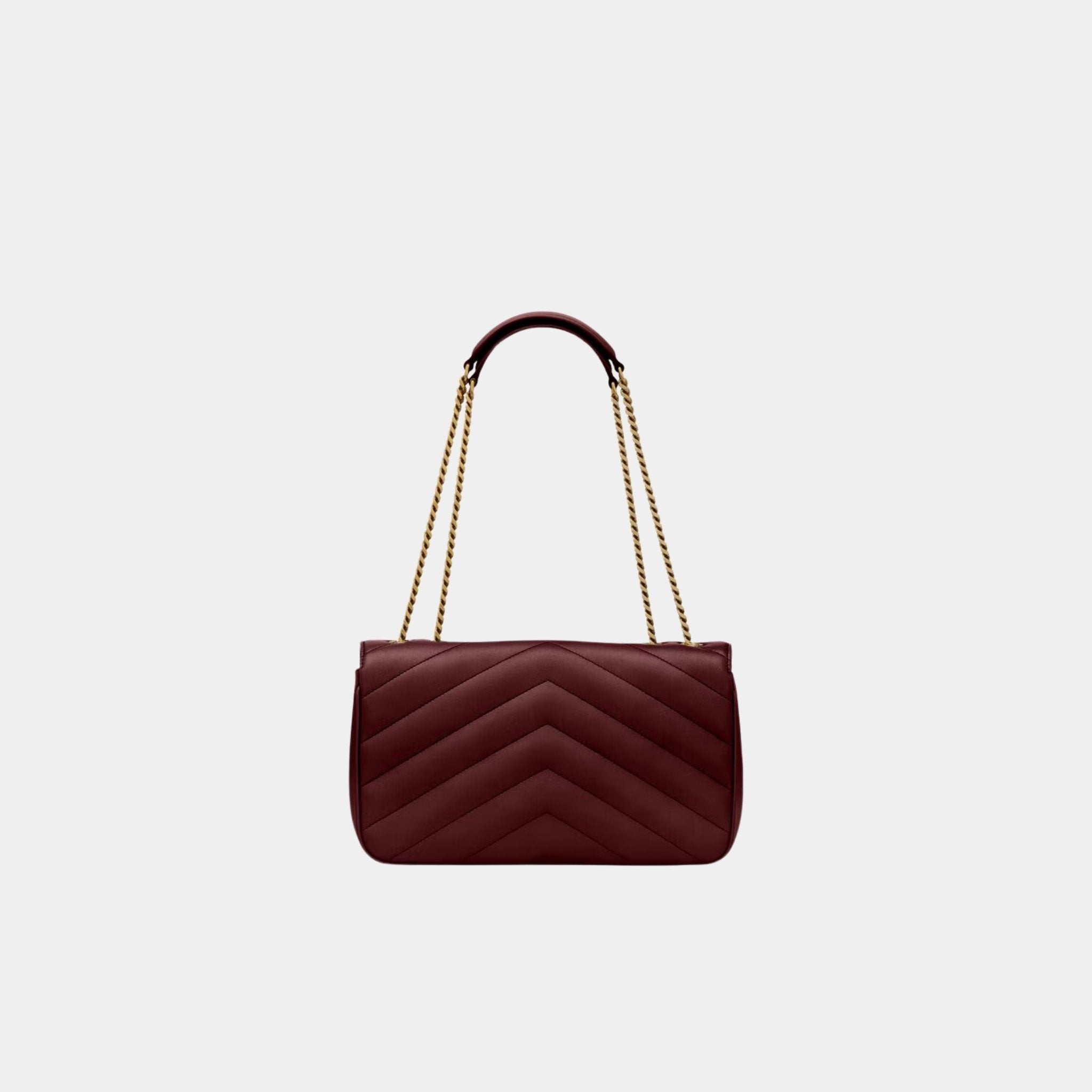 Yves Saint Laurent Loulou Medium In Matelasse Lambskin, Rouge Cabernet, Back
