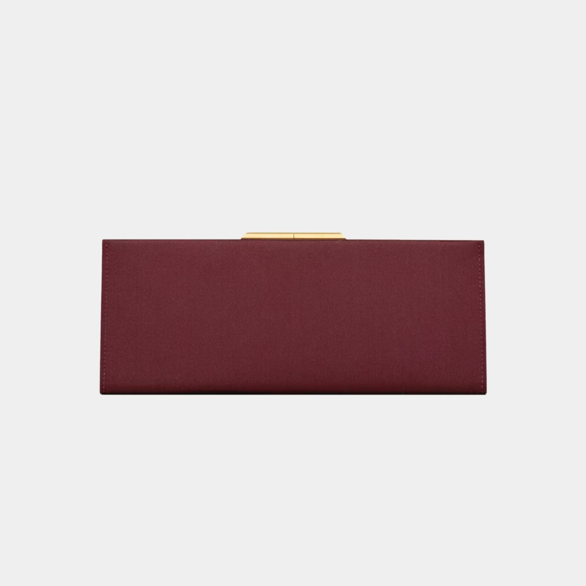 Yves Saint Laurent Midnight Small Clutch Satin With Kiss-Lock Closure, Griotte, Back