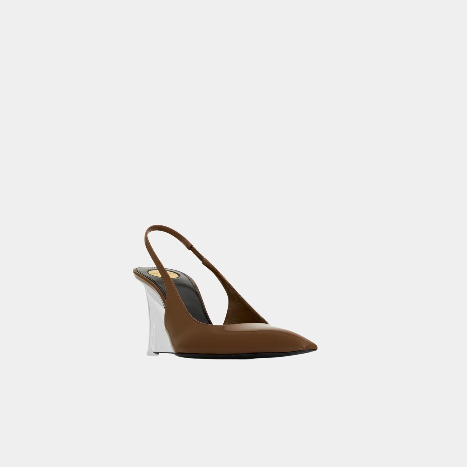 Yves Saint Laurent Miller Wedges In Glazed Leather, Argile, Front