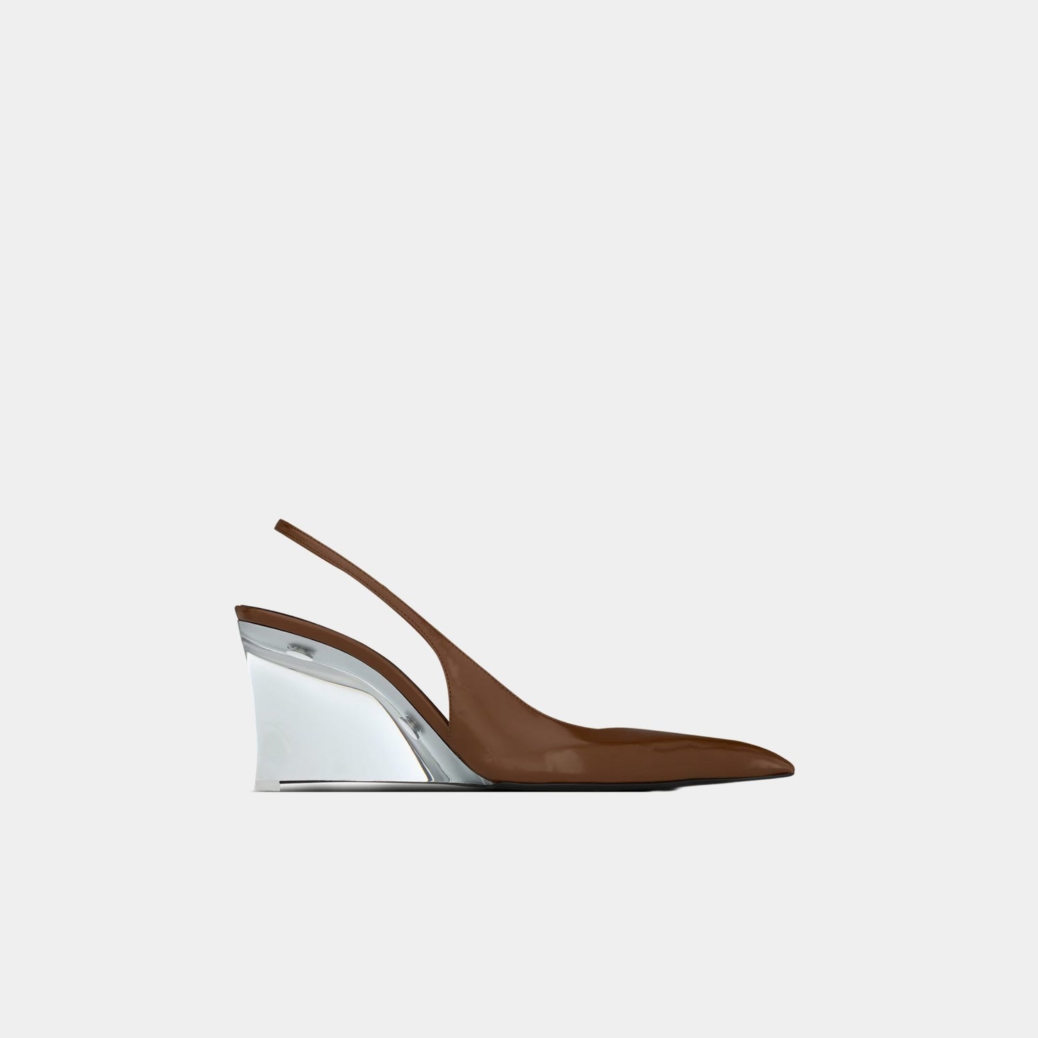 Yves Saint Laurent Miller Wedges In Glazed Leather, Argile, Side