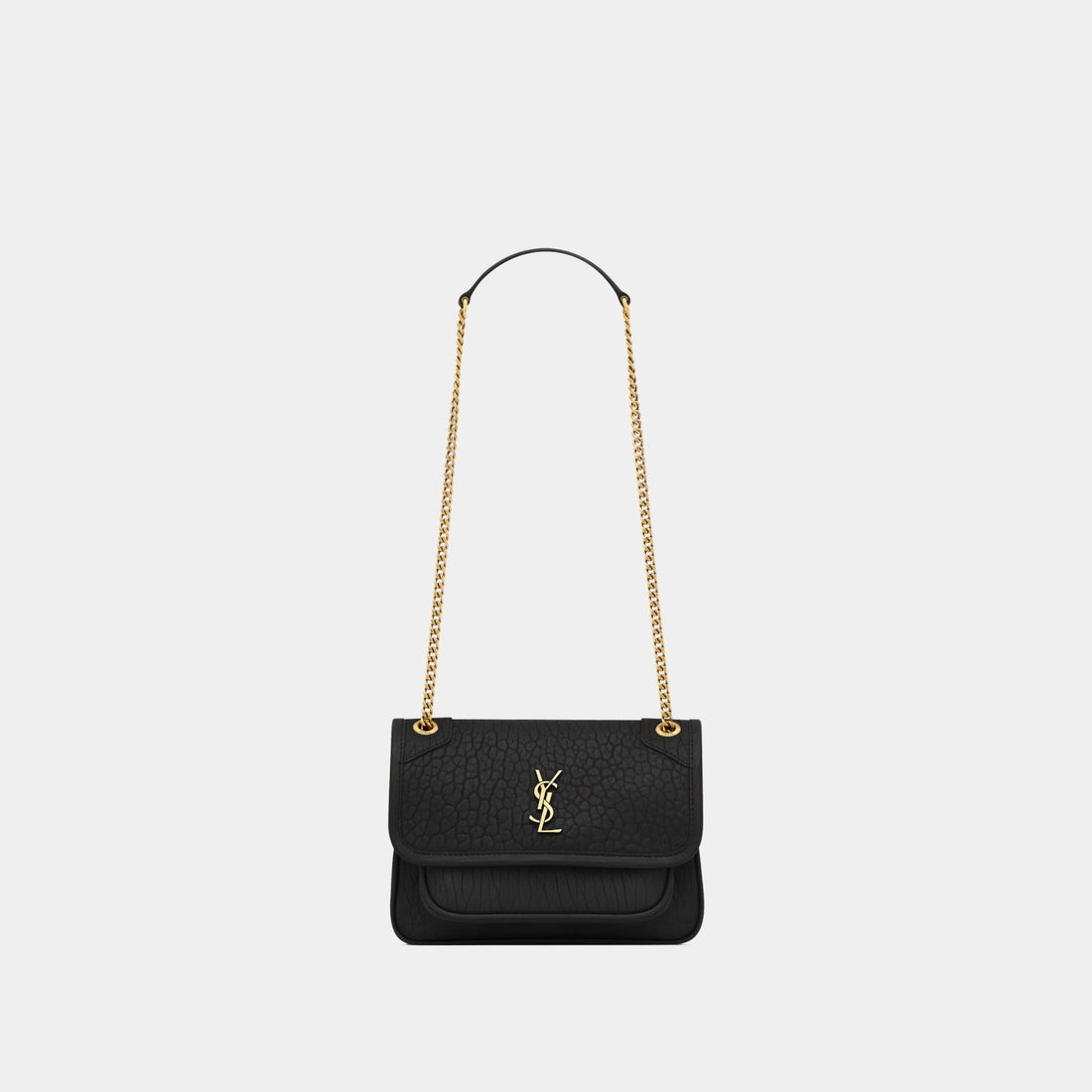 Yves Saint Laurent Niki Mini In Grained Lambskin, Black, Front