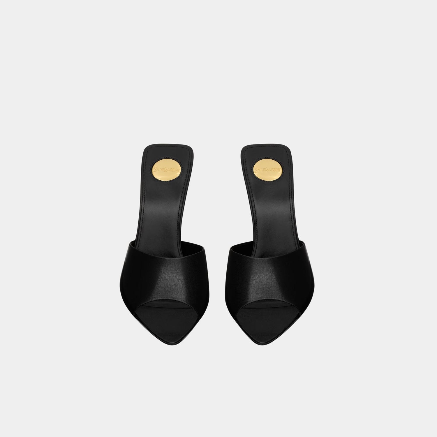 Yves Saint Laurent Romy Mules In Smooth Leather, Black, Front