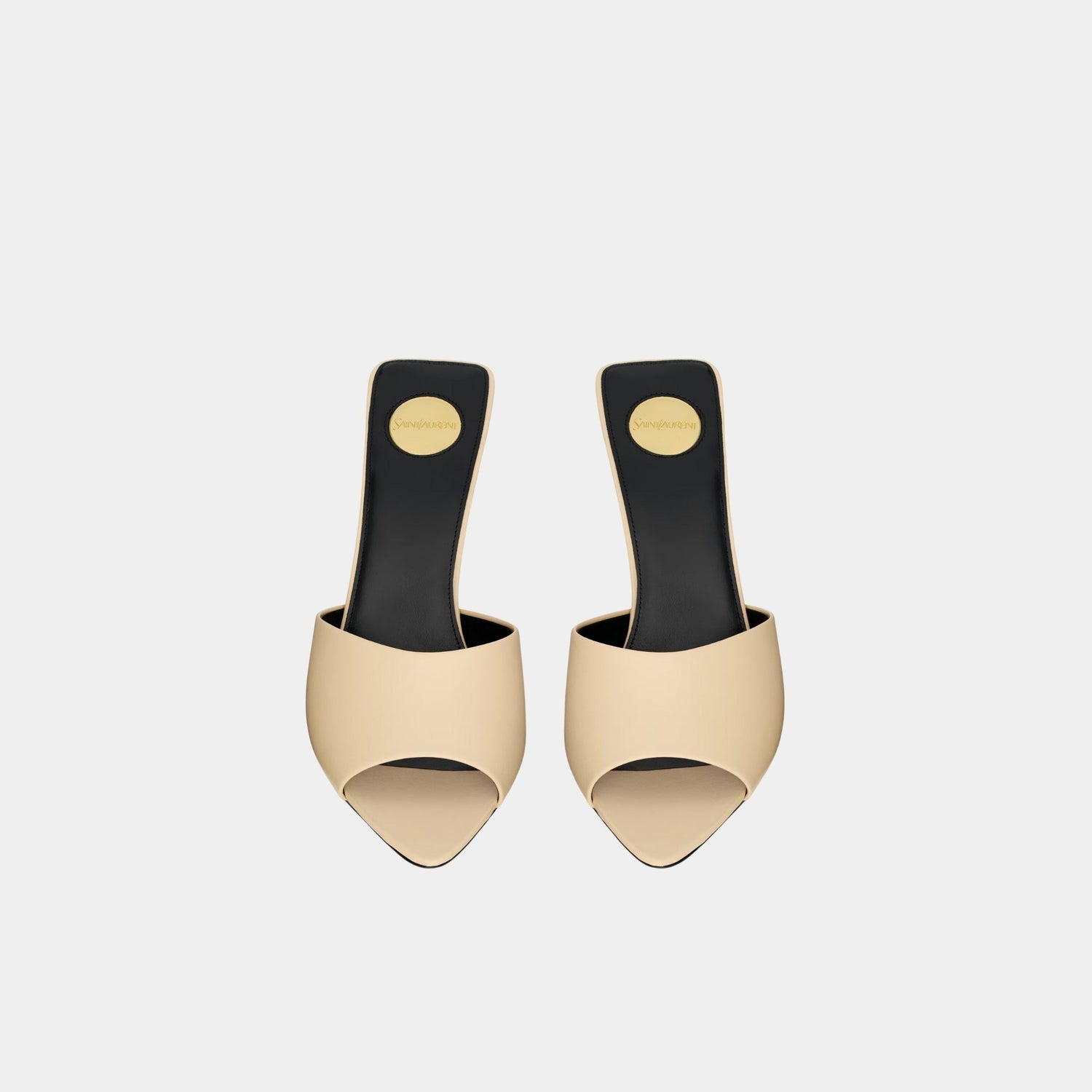 Yves Saint Laurent Romy Mules In Smooth Leather, Soft White, Front