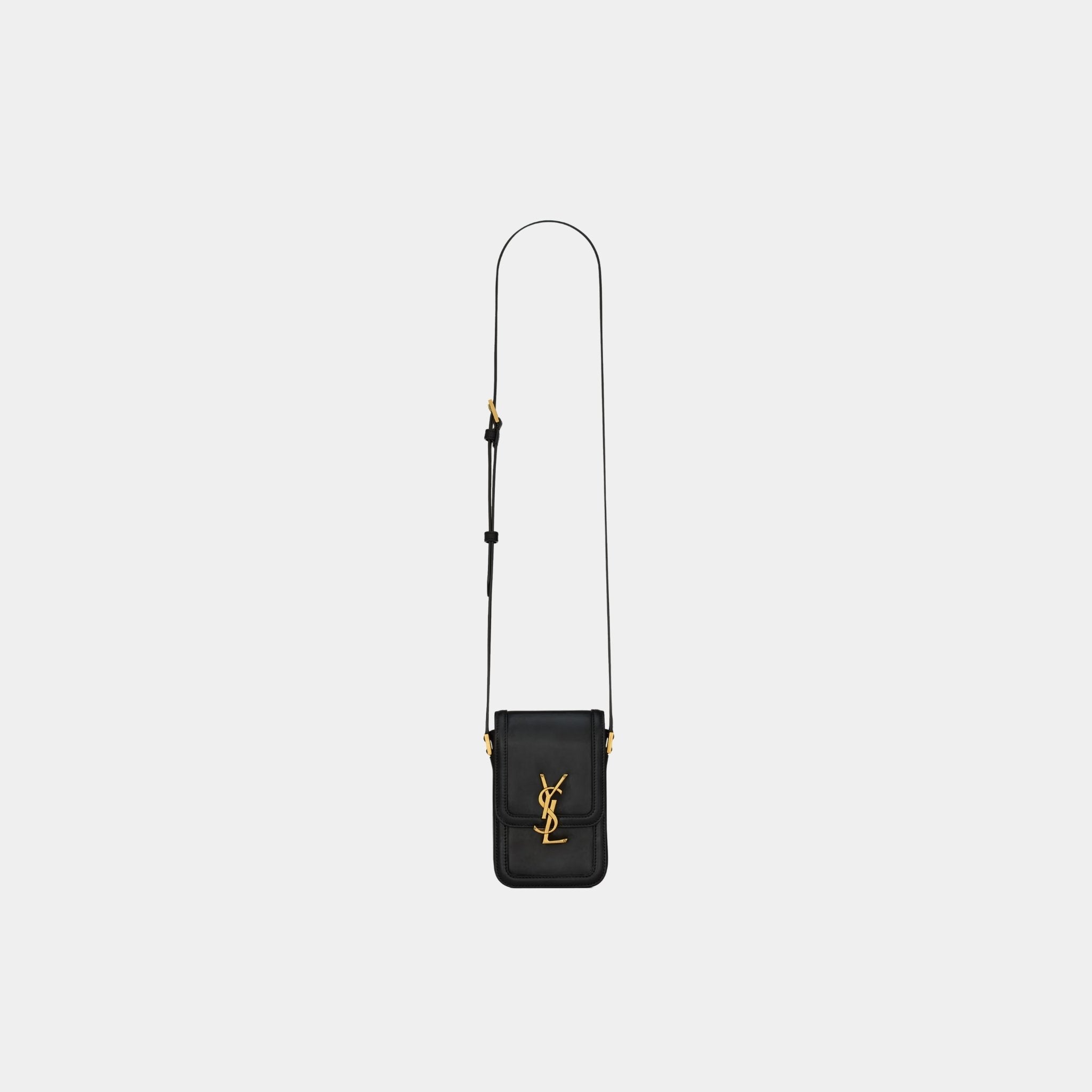 Yves Saint Laurent Solferino Mini Bag Smooth Leather With Gold-Tone HW, Black, Front