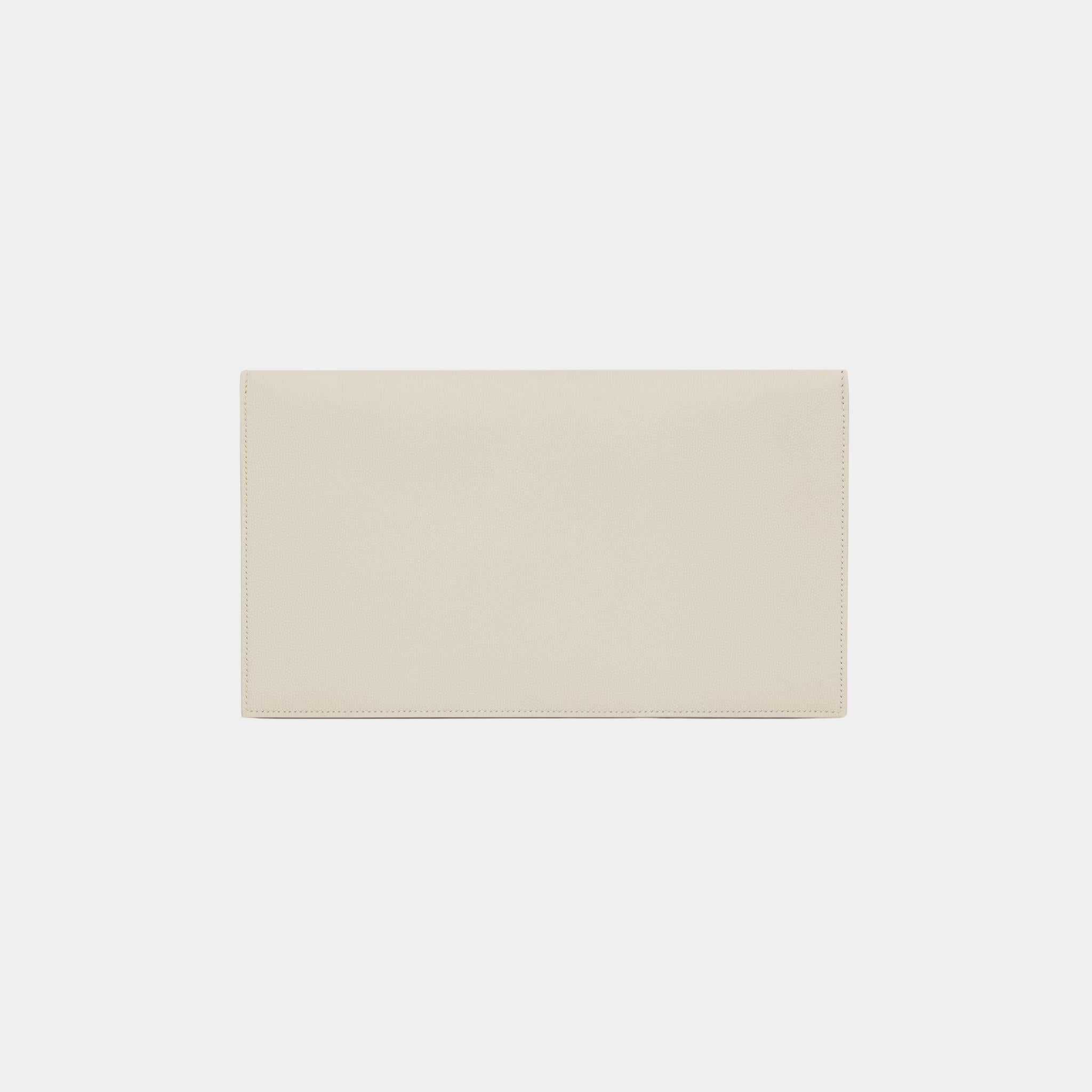 Yves Saint Laurent Uptown Pouch In Grain De Poudre Leather, Blanc Vintage, Back
