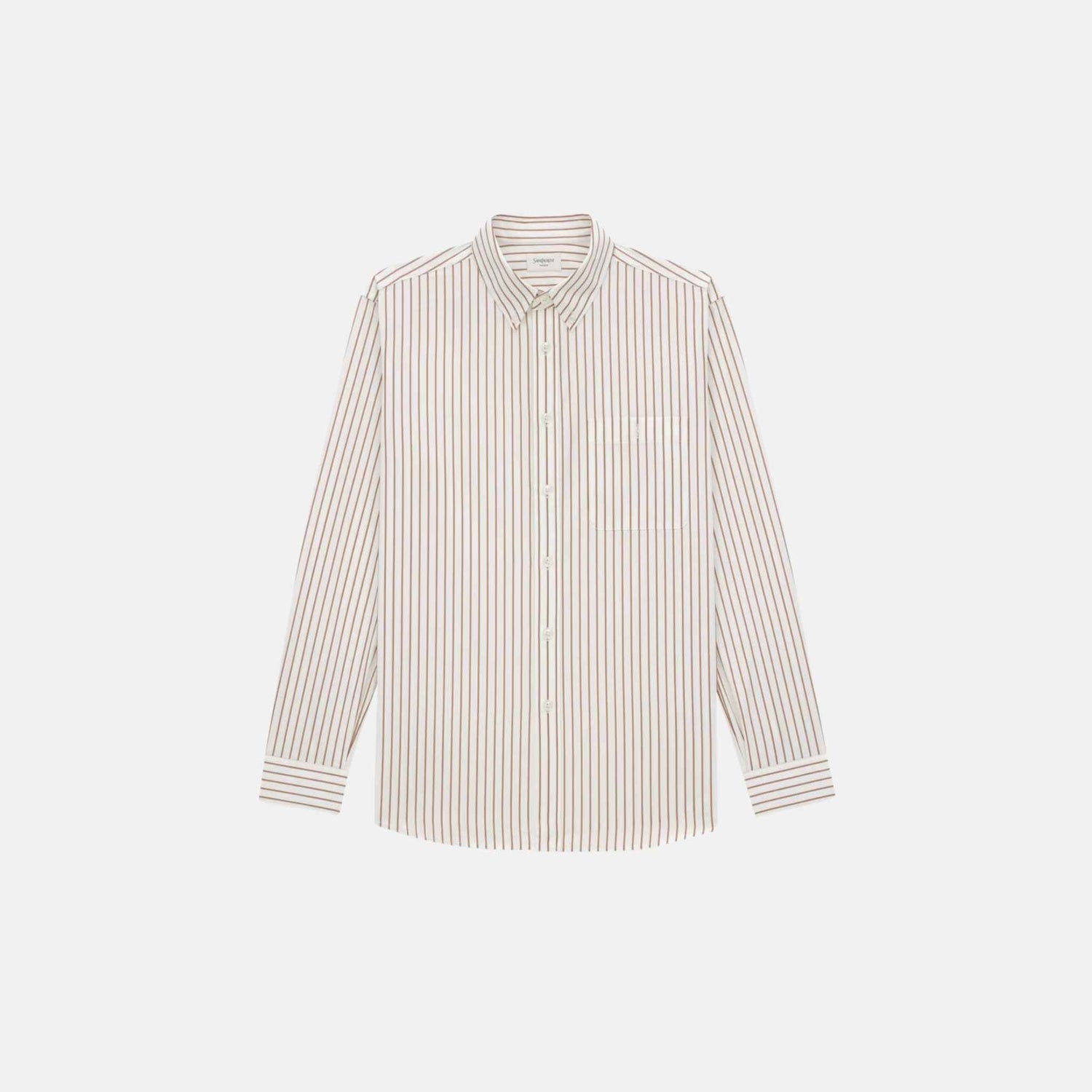 Yves Saint Laurent Cassandre Shirt In Striped Cotton Poplin, Front