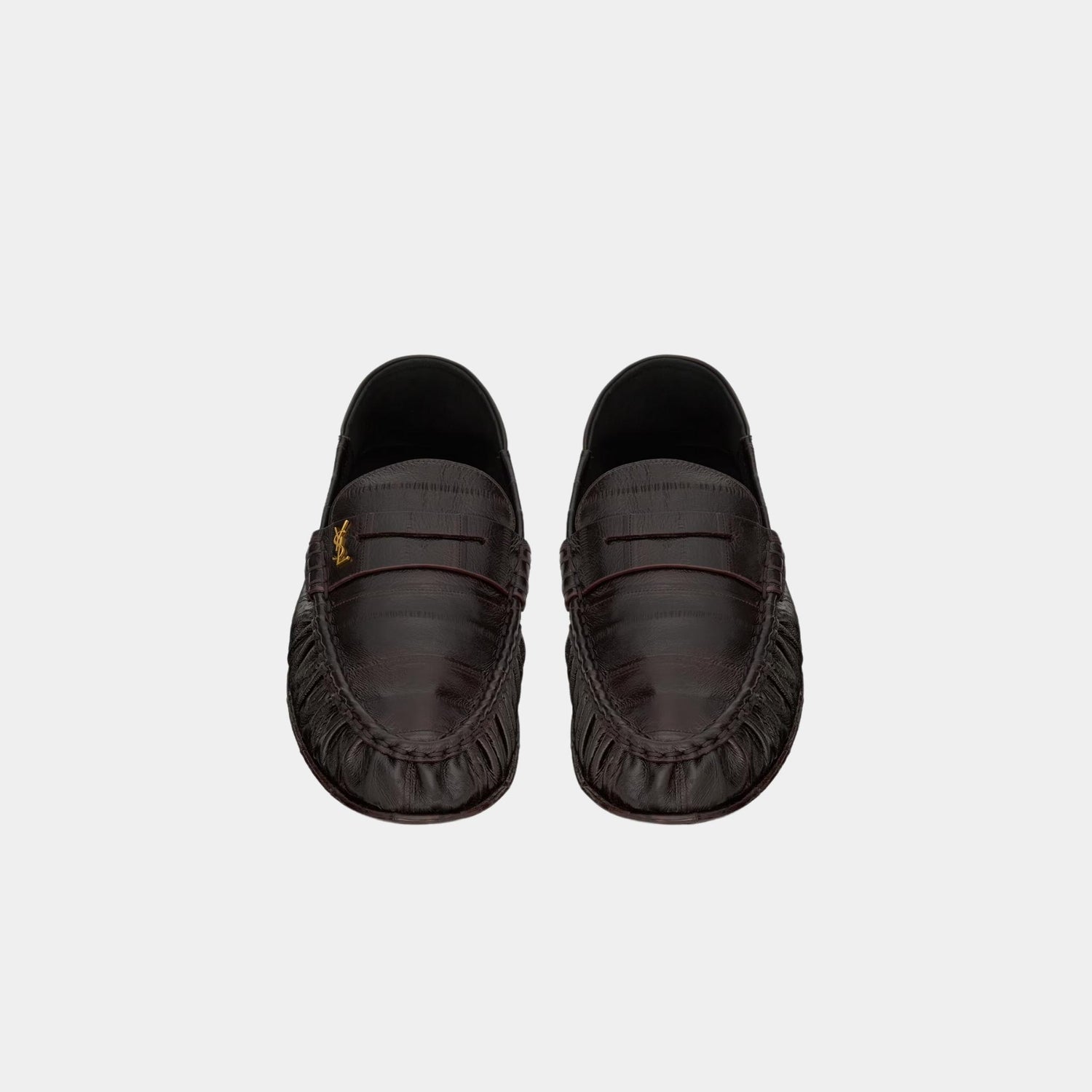 Yves Saint Laurent Le Loafer Foldable in Burnt Brown Eel, Front