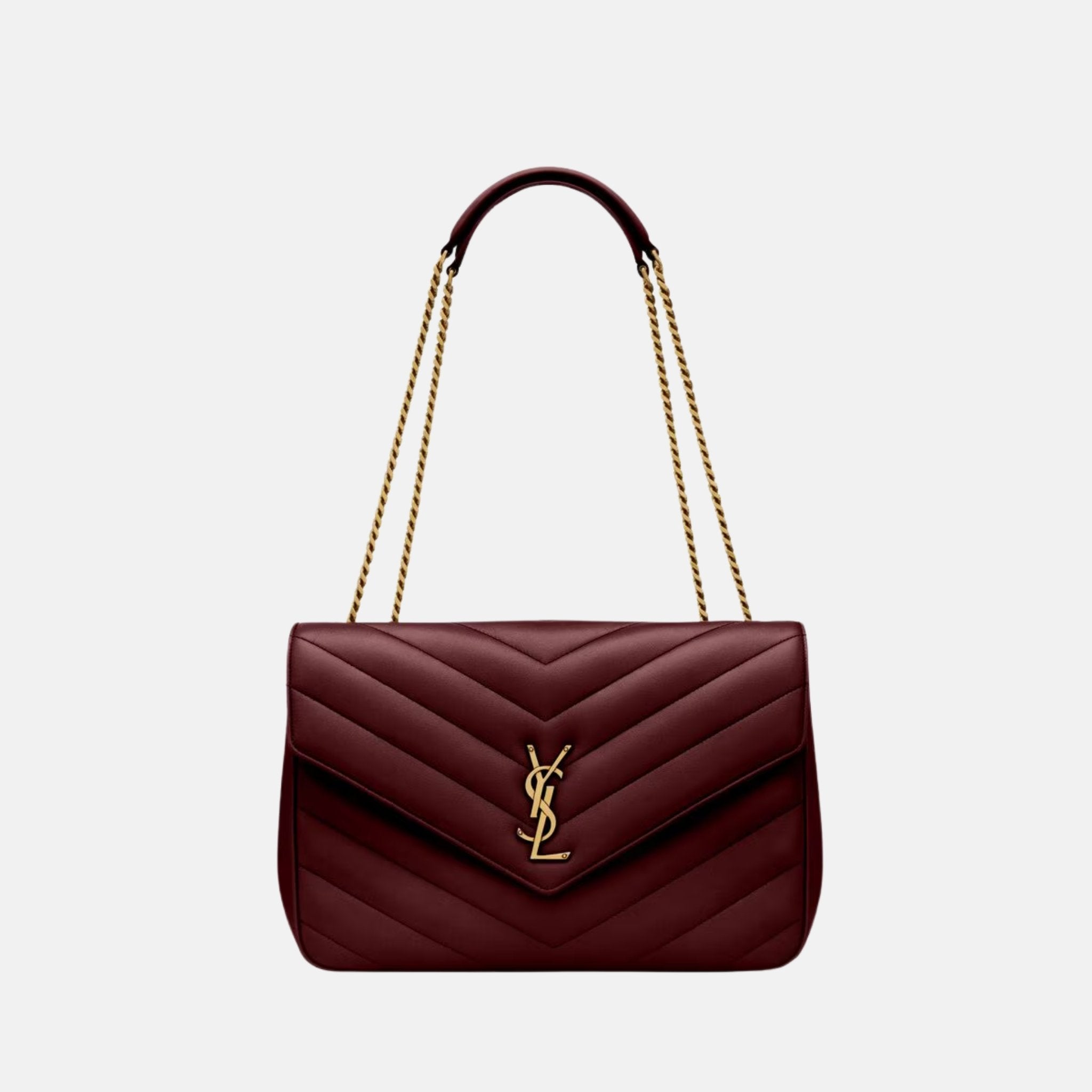 Yves Saint Laurent Loulou Large In Matelasse Lambskin, Rouge, Front