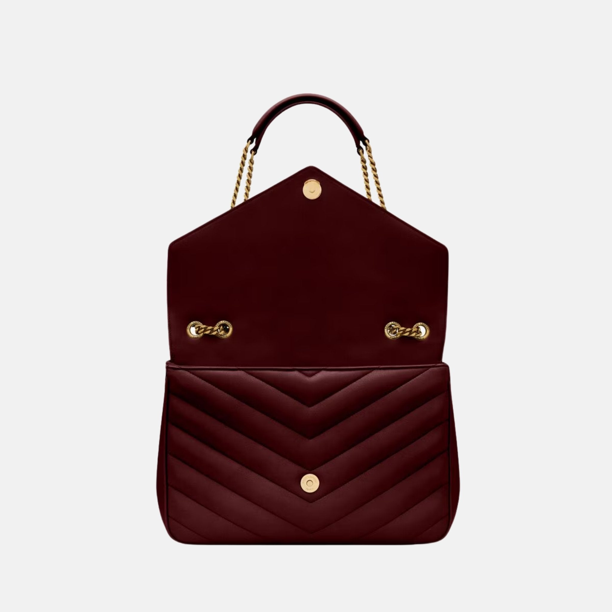 Yves Saint Laurent Loulou Large In Matelasse Lambskin, Rouge, Open