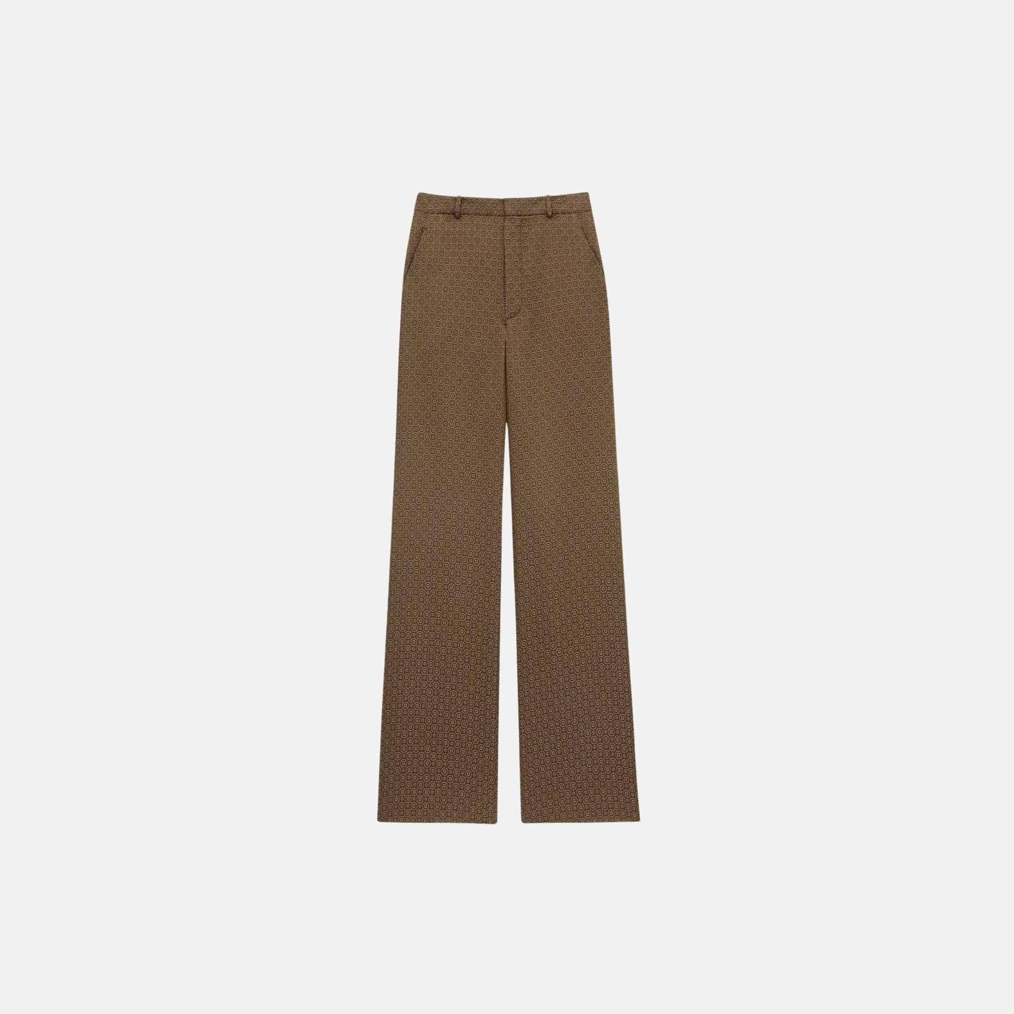 Yves Saint Laurent Paisley Pants In Silk Twill, Ocre, Front