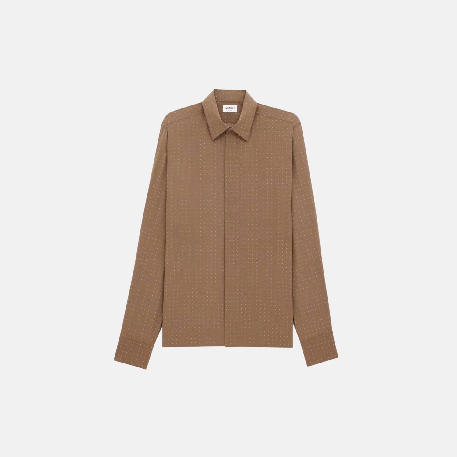 Yves Saint Laurent Shirt In Dotted Silk Crepe De Chine, Front