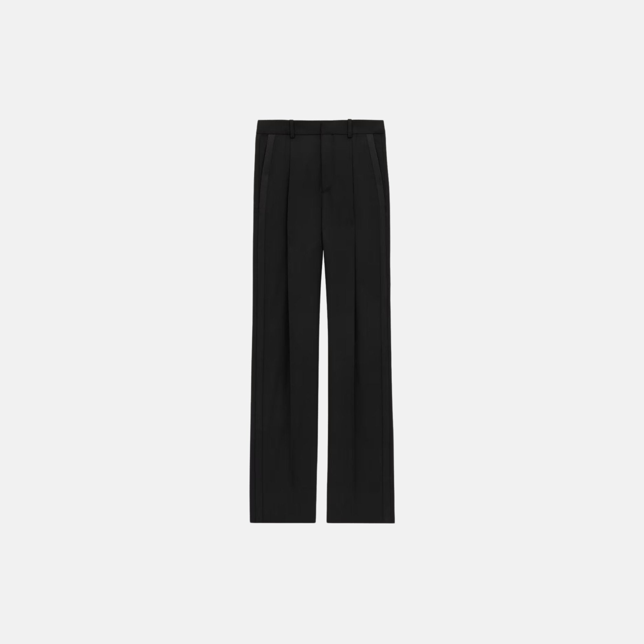 Yves Saint Laurent Tuxedo High Waisted Pants In Grain De Poudre, Front