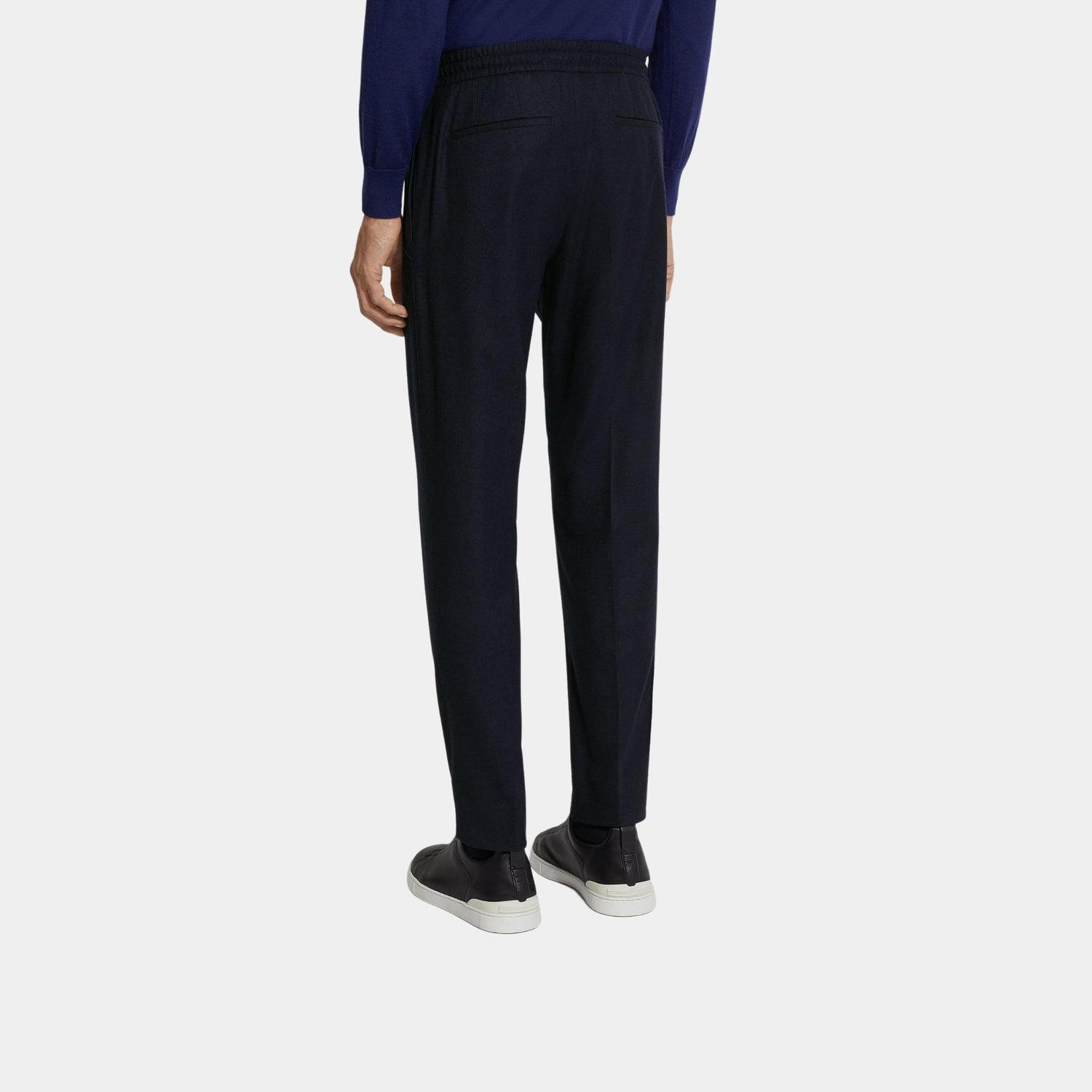 Zegna 15milmil15 Wool Joggers, Navy Blue, Back