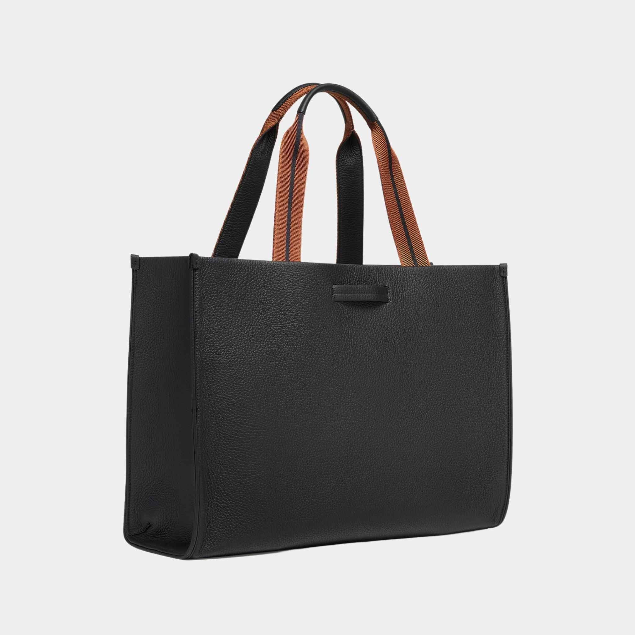 Zegna Black Deerskin Tote Bag, Back