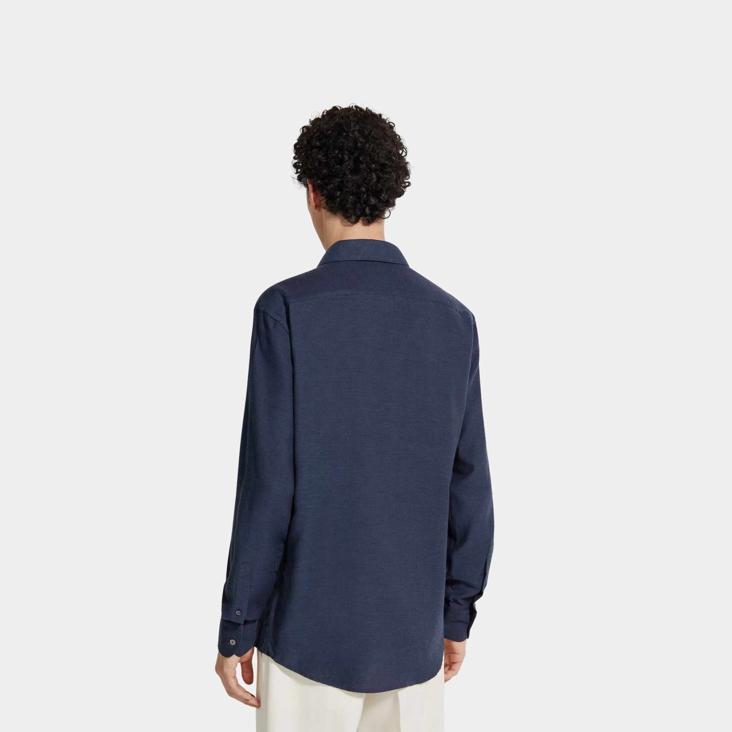 Zegna Cashco Shirt, Navy Blue, Back