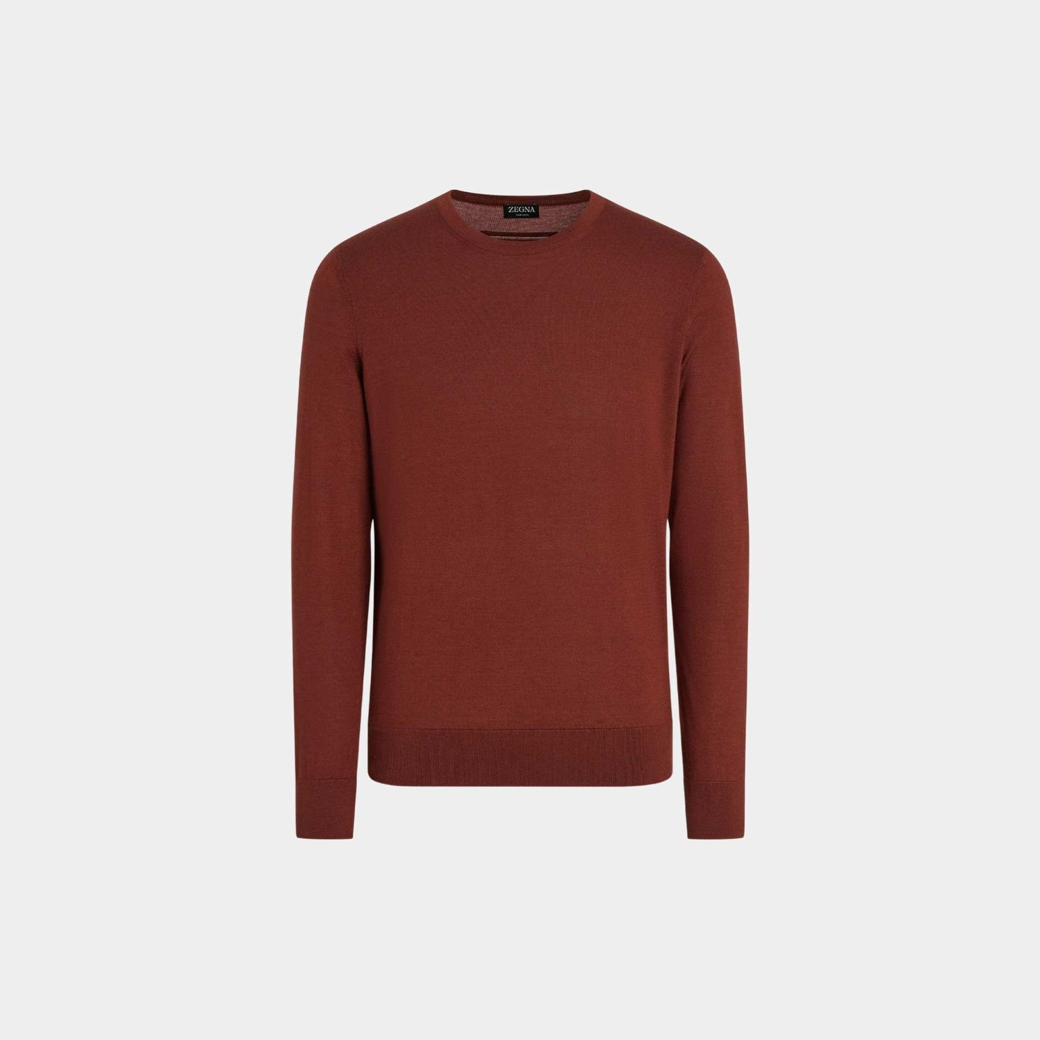 Zegna Cashseta Crewneck, Brick Red, Front