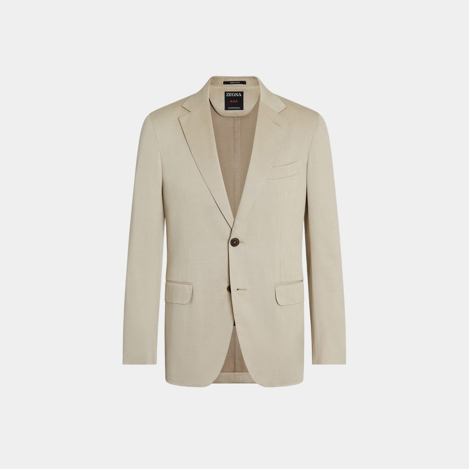 Zegna Centoventimila Cotton and Wool Jacket, Light Taupe, Front