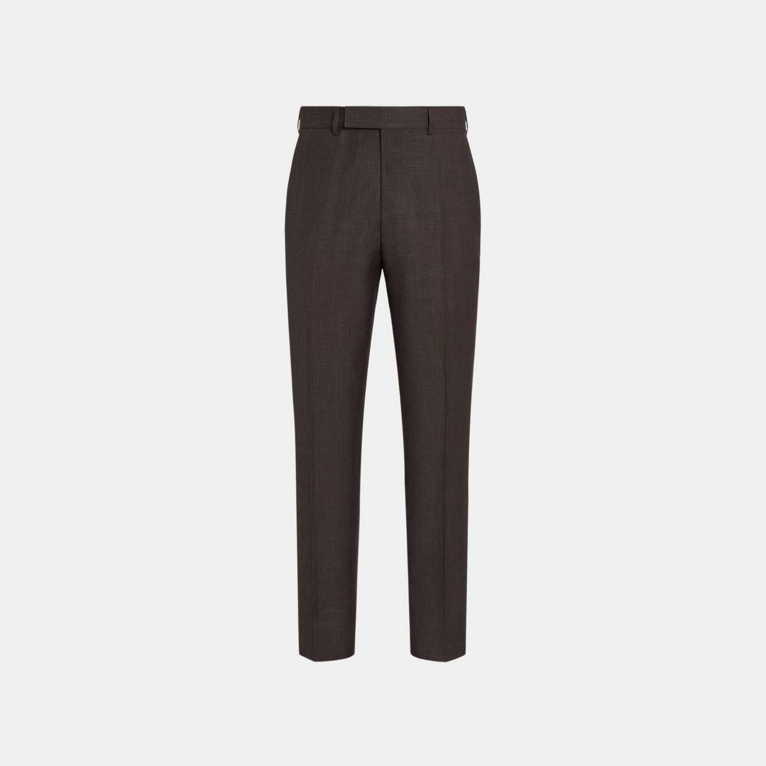 Zegna Crossover Wool Silk and Linen Pants, Dark Brown, Front