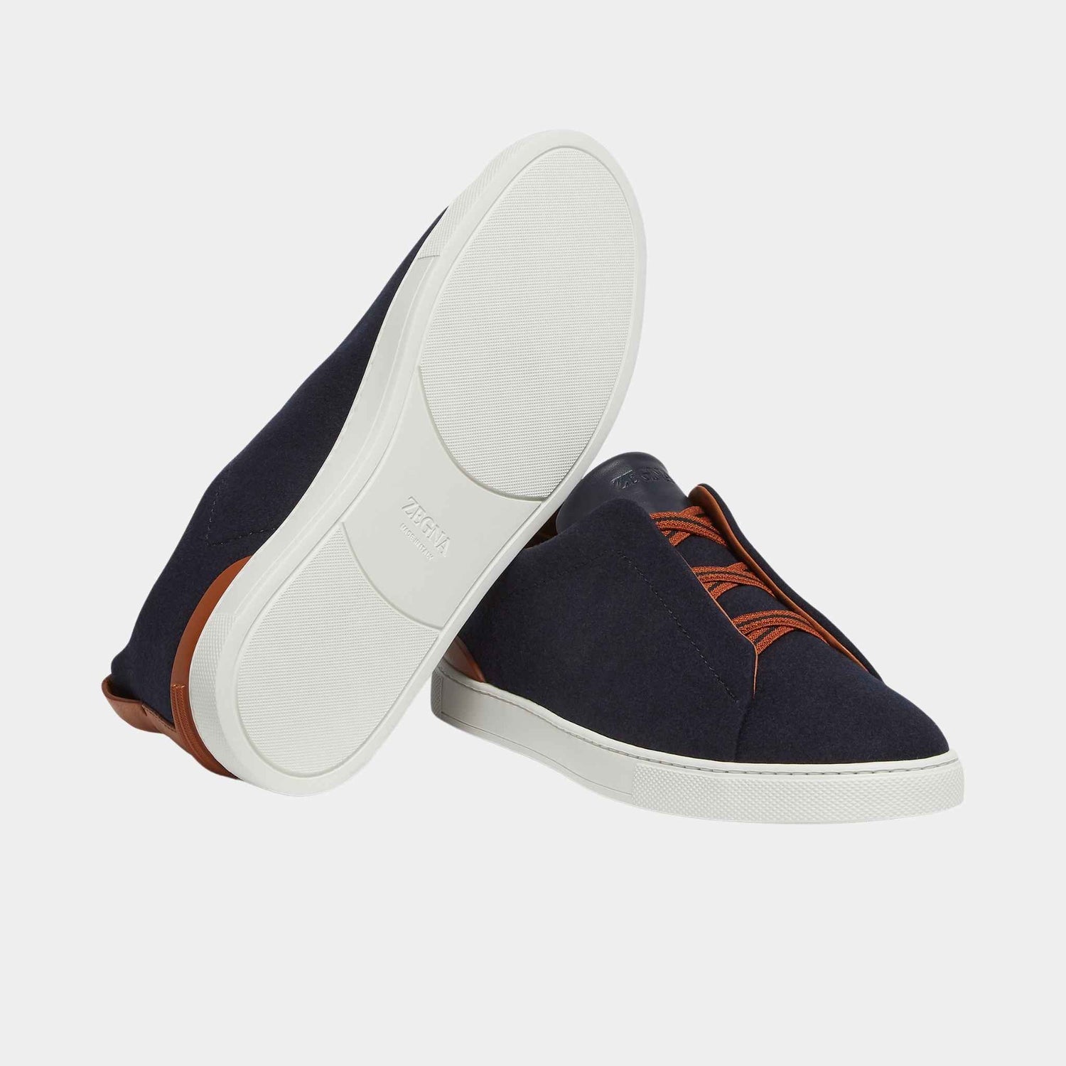 Zegna Navy Blue 14milmil14 Triple Stitch Sneakers, Close