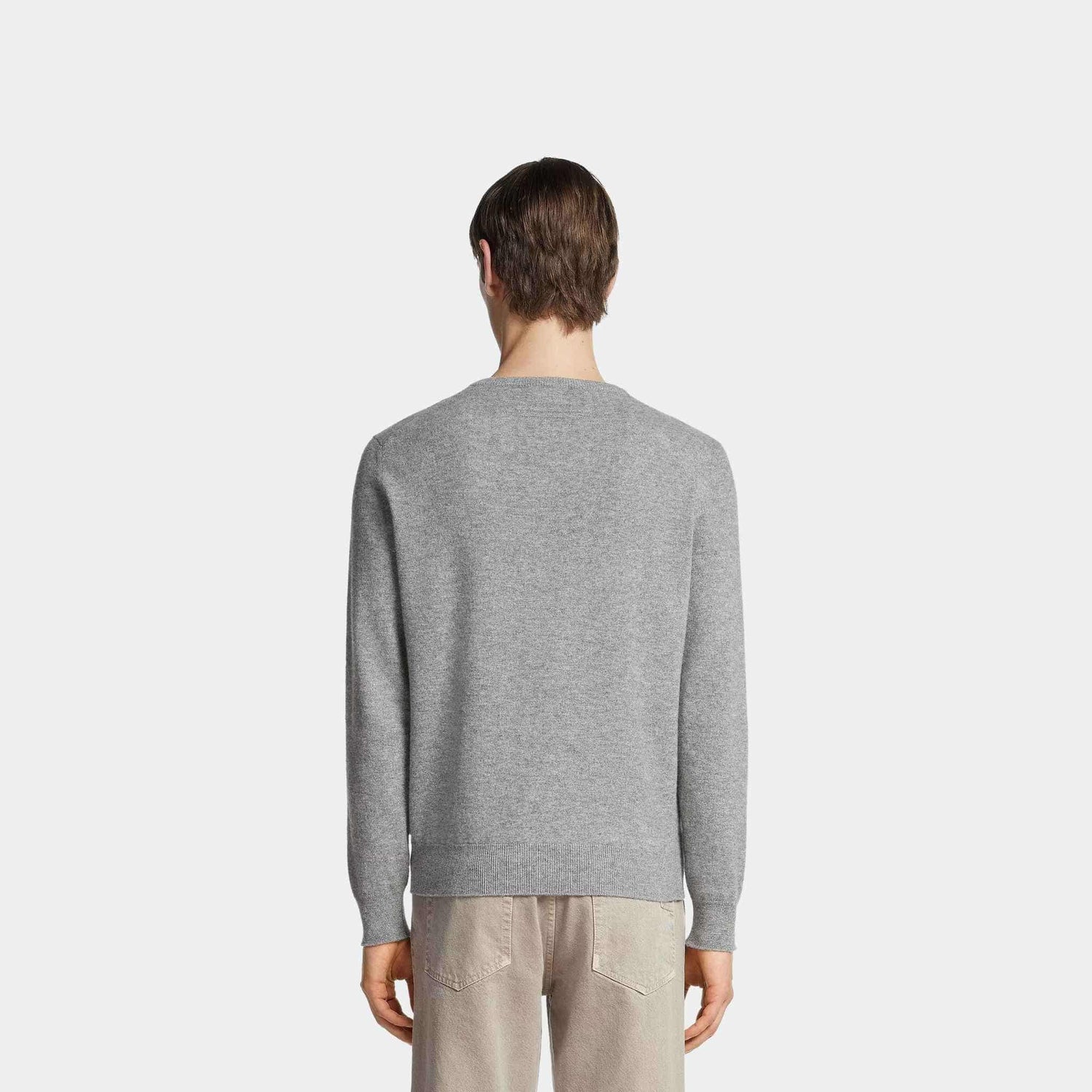 Zegna Oasi Cashmere Crewneck, Grey, Back