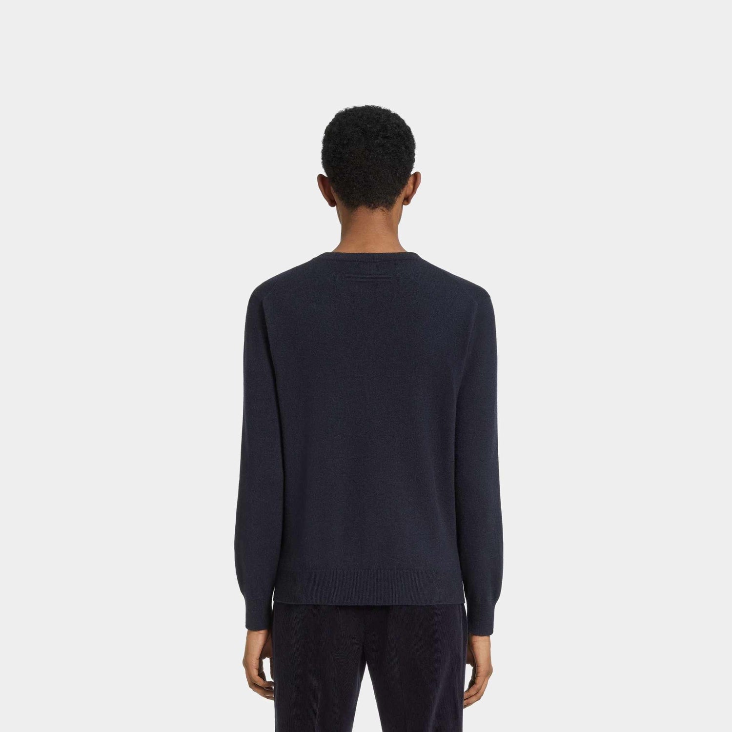 Zegna Oasi Cashmere Crewneck, Navy Blue, Back