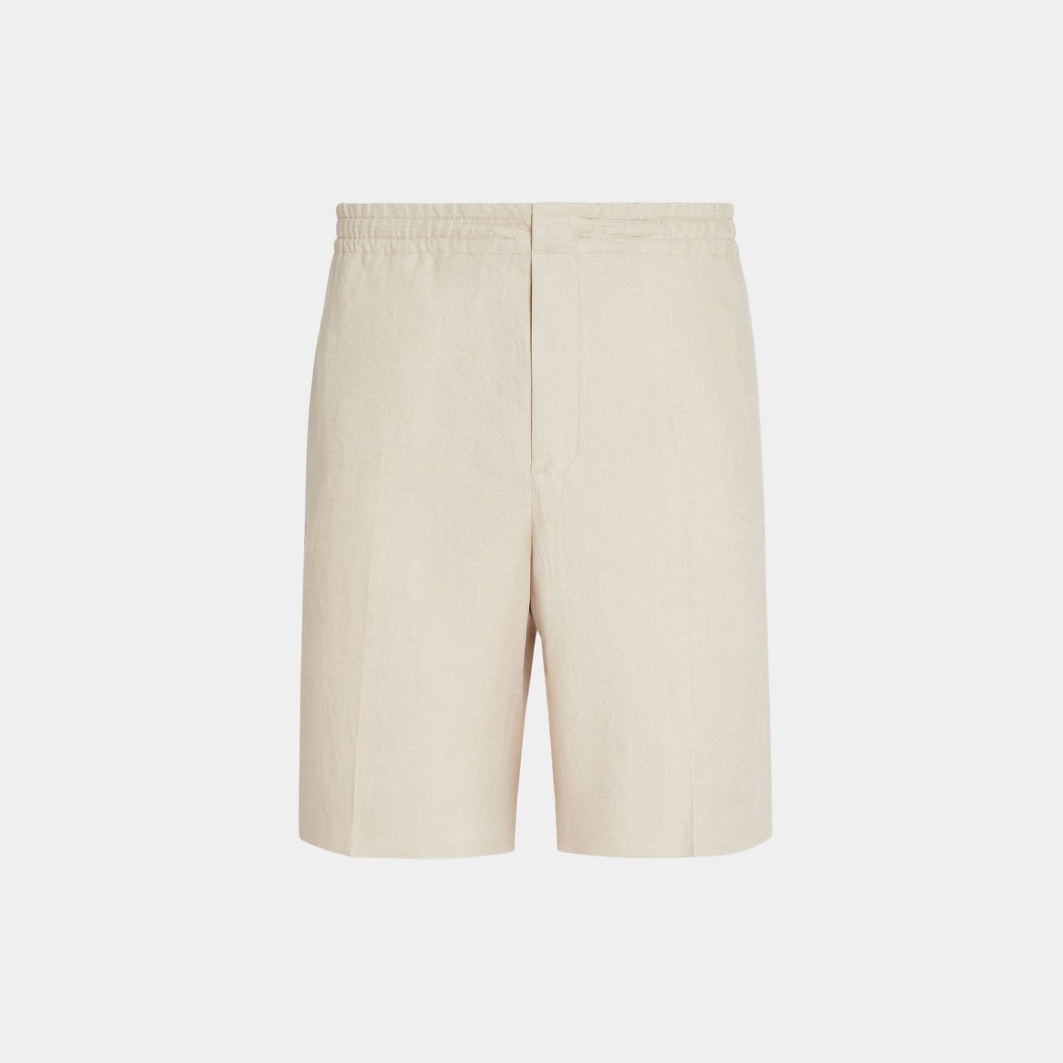 Zegna Oasi Lino Bermuda Shorts, Light Beige, Front