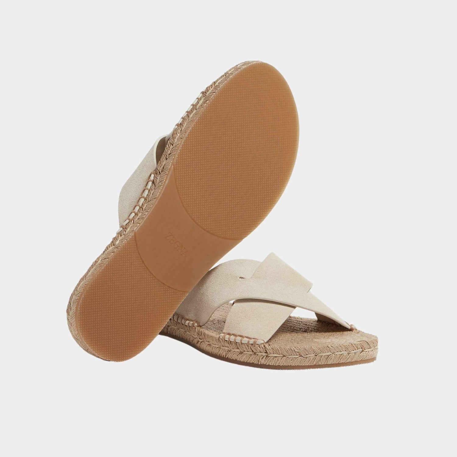 Zegna Off White Suede Espadrille Sandals, Close