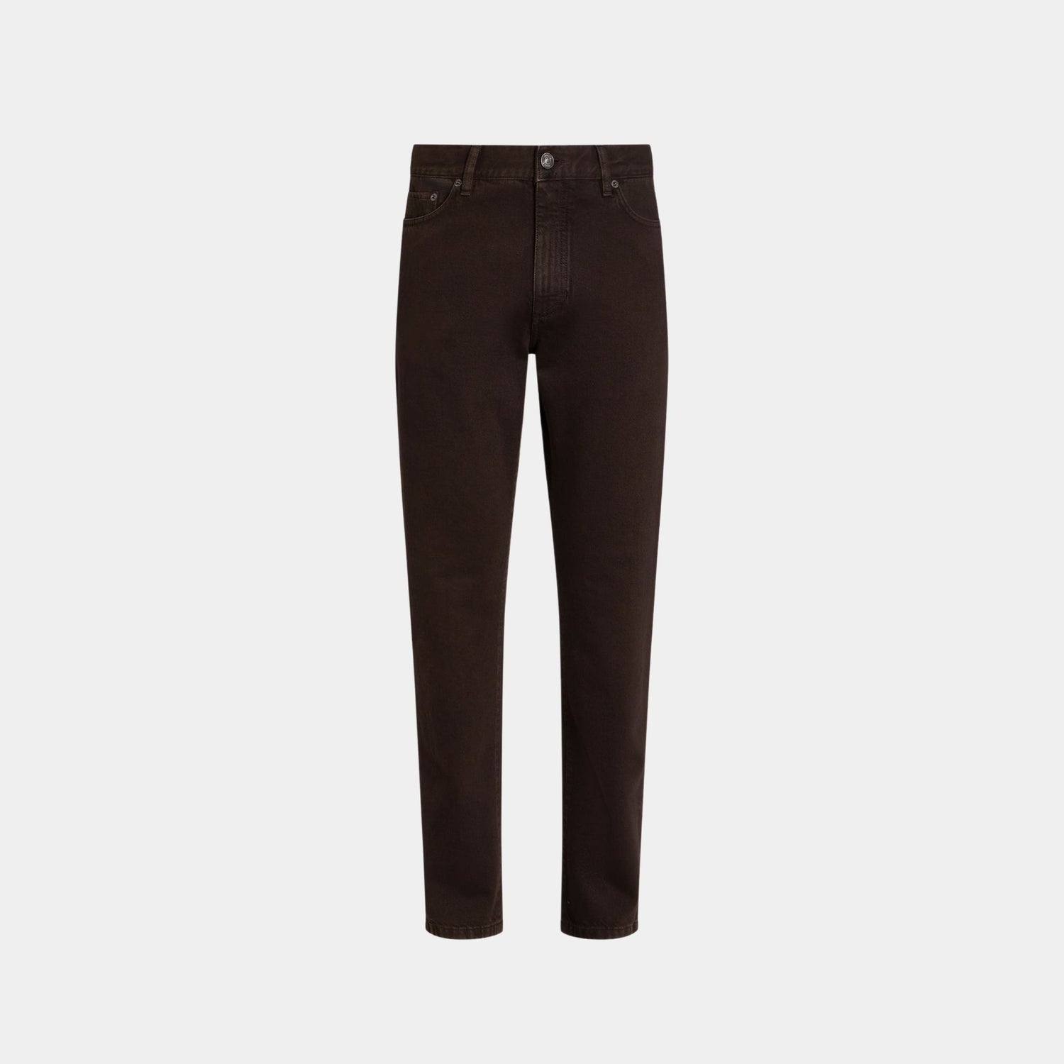 Zegna Stone-Washed Cotton Roccia Jeans, Dark Brown, Front