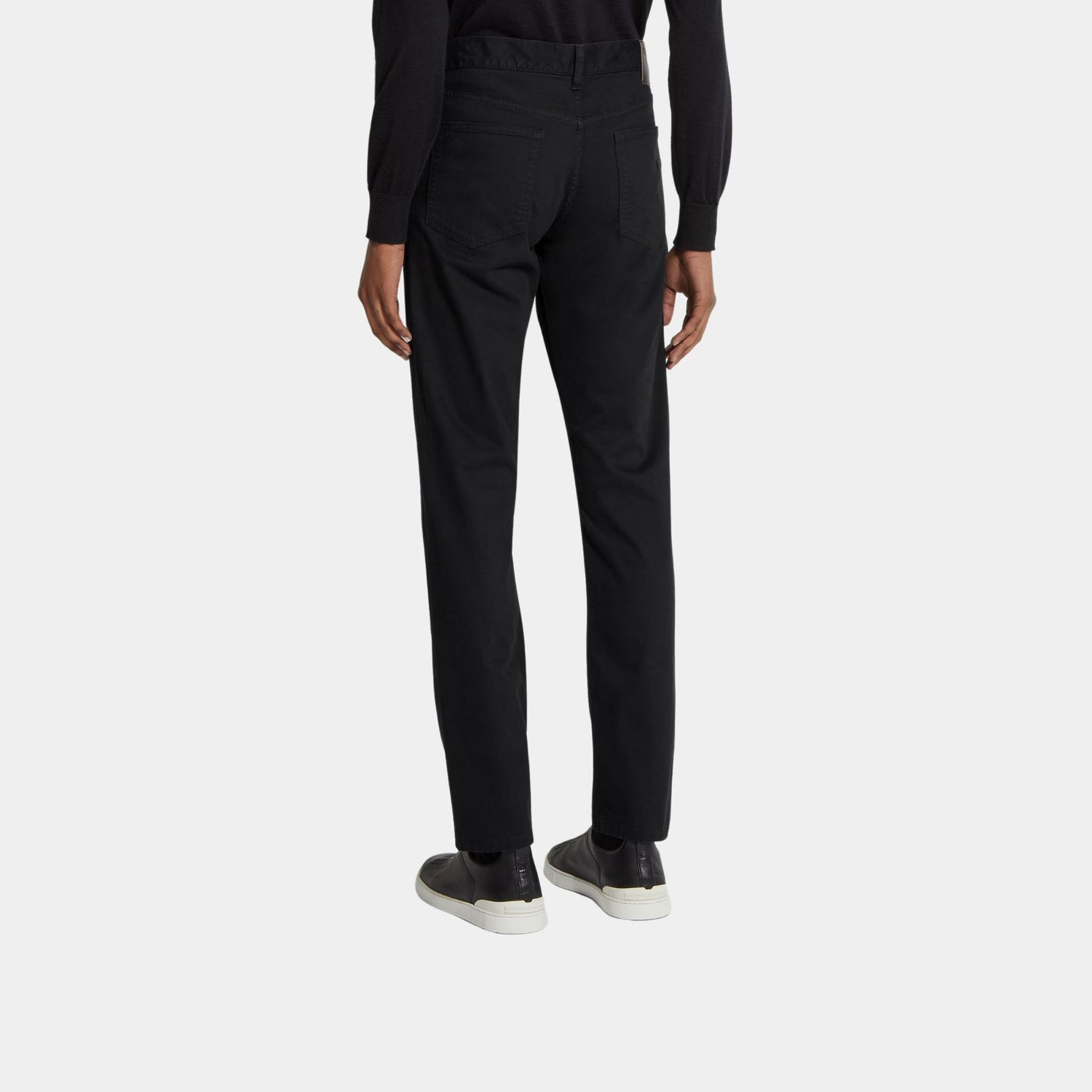 Zegna Stretch Cotton Roccia Jeans, Black, Back