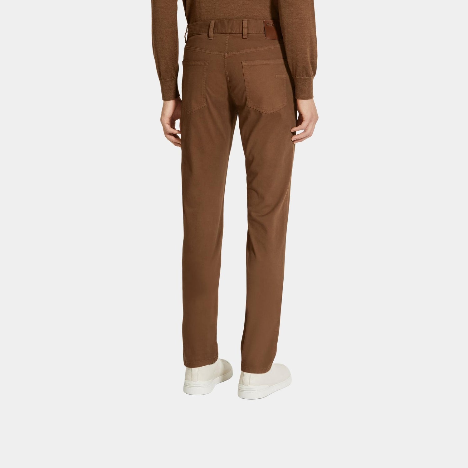 Zegna Stretch Cotton Roccia Jeans, Dark Foliage, Back